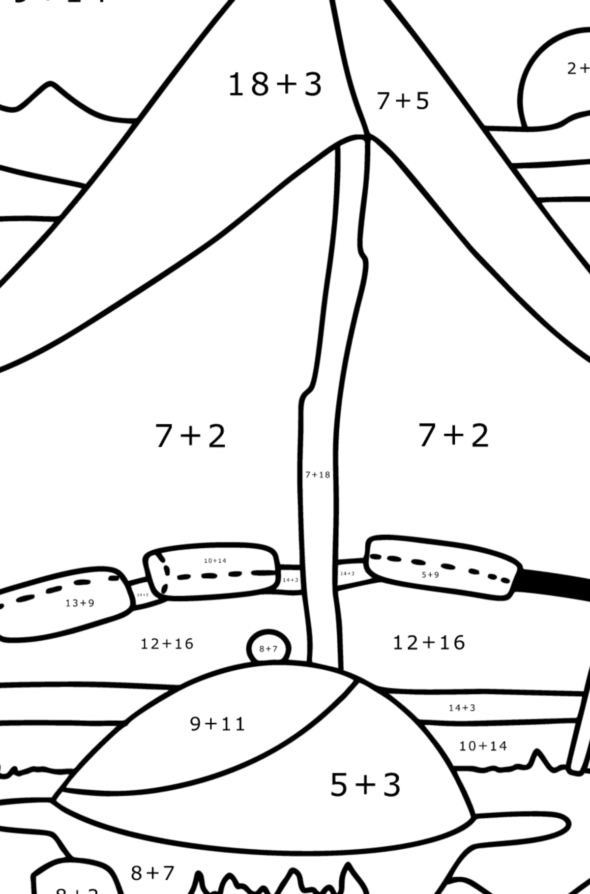 Bedouin tent coloring page - Math Coloring - Addition for Kids