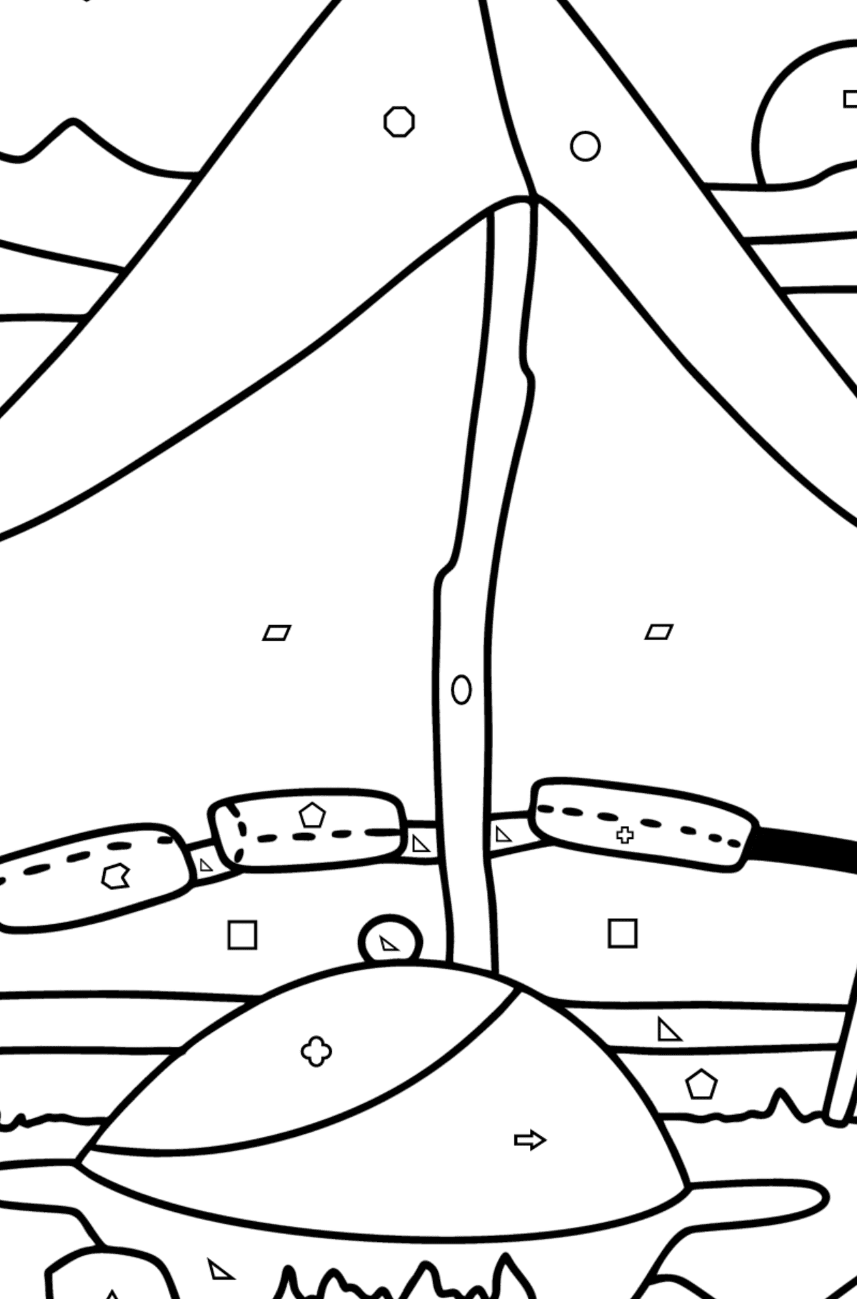 Bedouin tent coloring page - Coloring by Geometric Shapes for Kids
