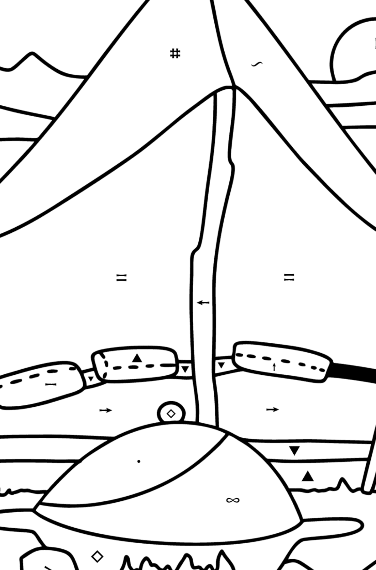 Bedouin tent coloring page - Coloring by Symbols for Kids