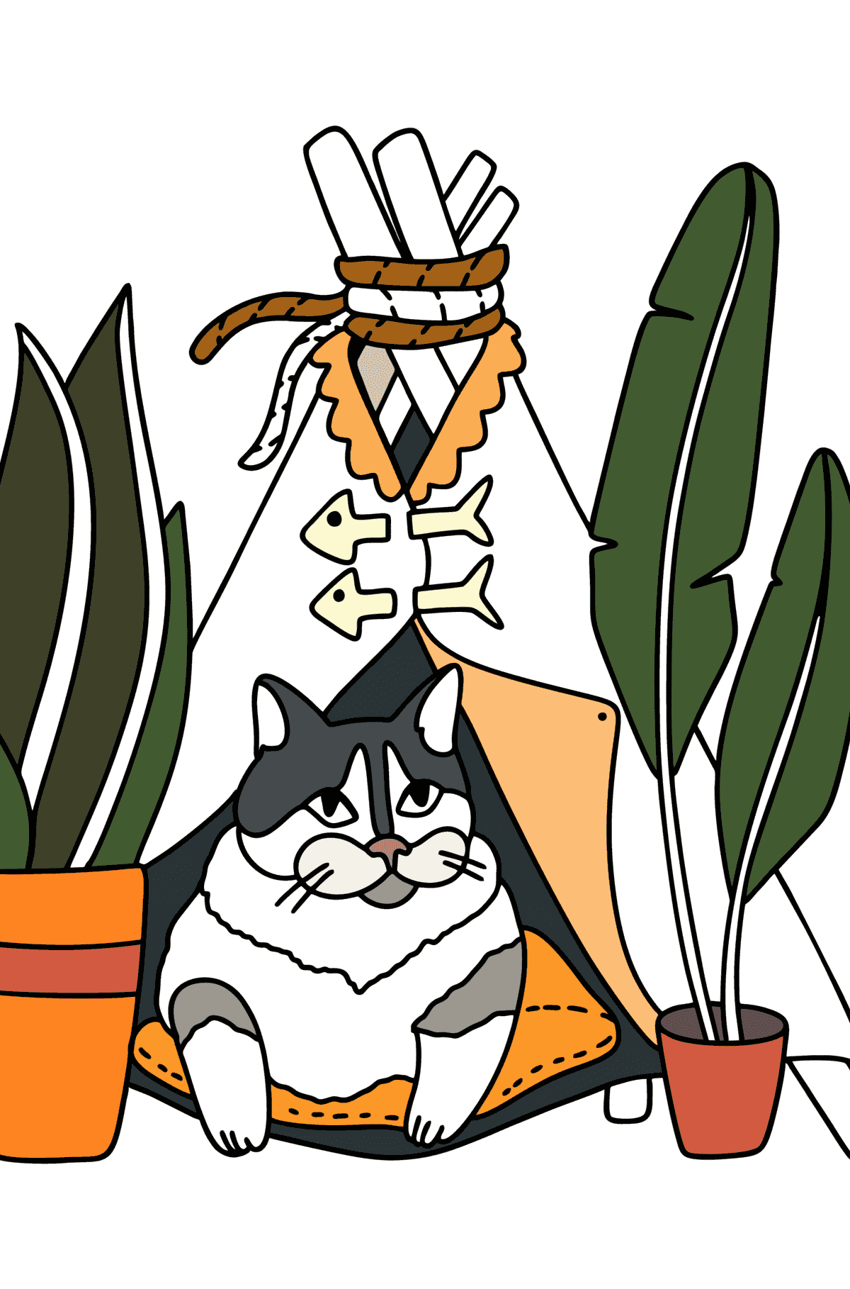 Раскраска Домик кота - Картинки для Детей