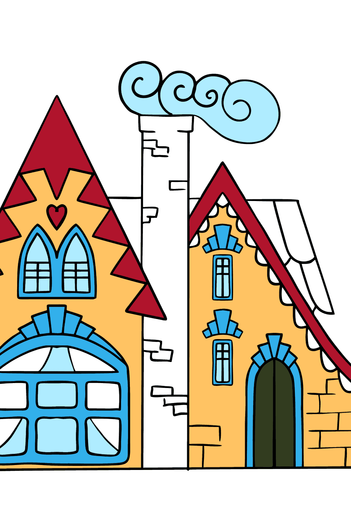 Complex Coloring Page - A Charming House - Coloring Pages for Kids