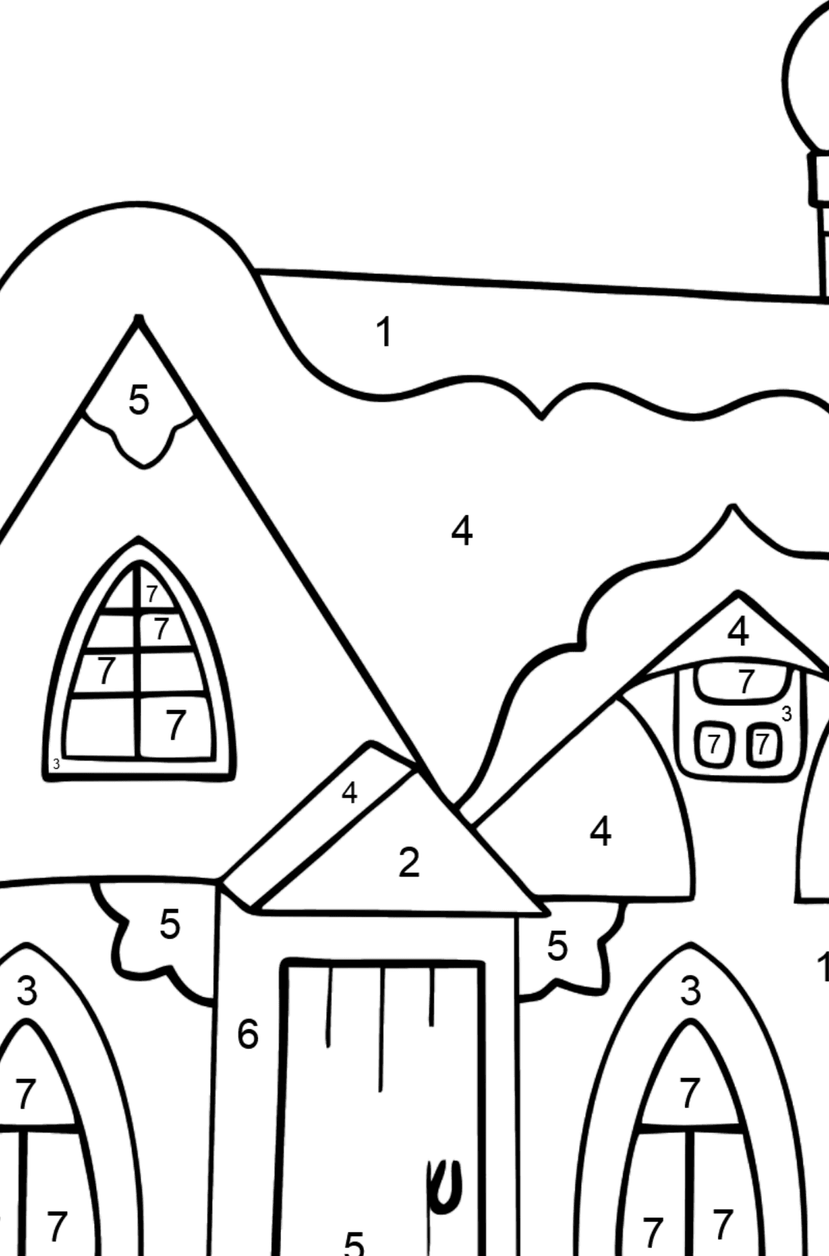 Complex Coloring Page - A Fairytale House - Coloring by Numbers for Kids