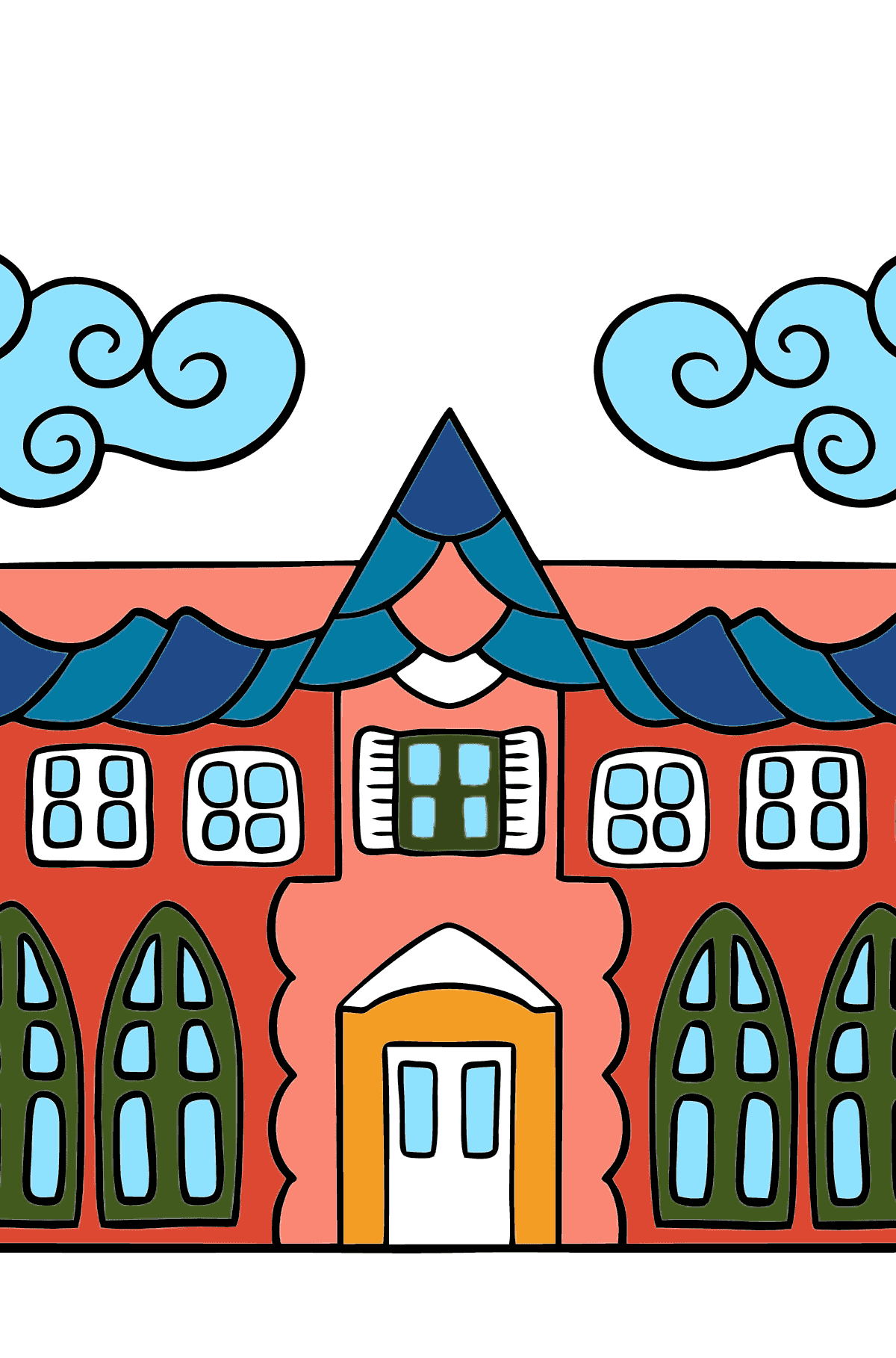 Розмальовка Будинок у зачарованому королівстві (складно) - Розмальовки для дітей