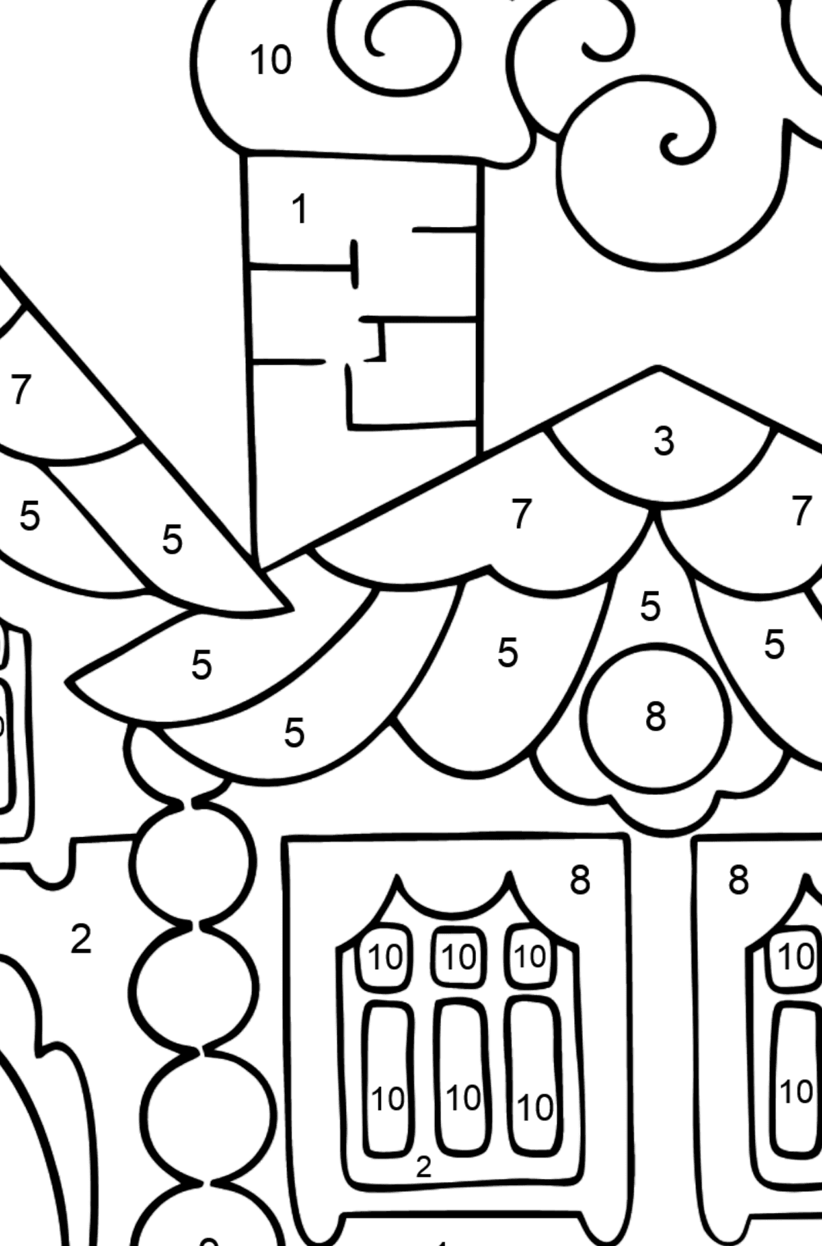 House in the Forest Coloring Page (difficult) - Coloring by Numbers for Kids