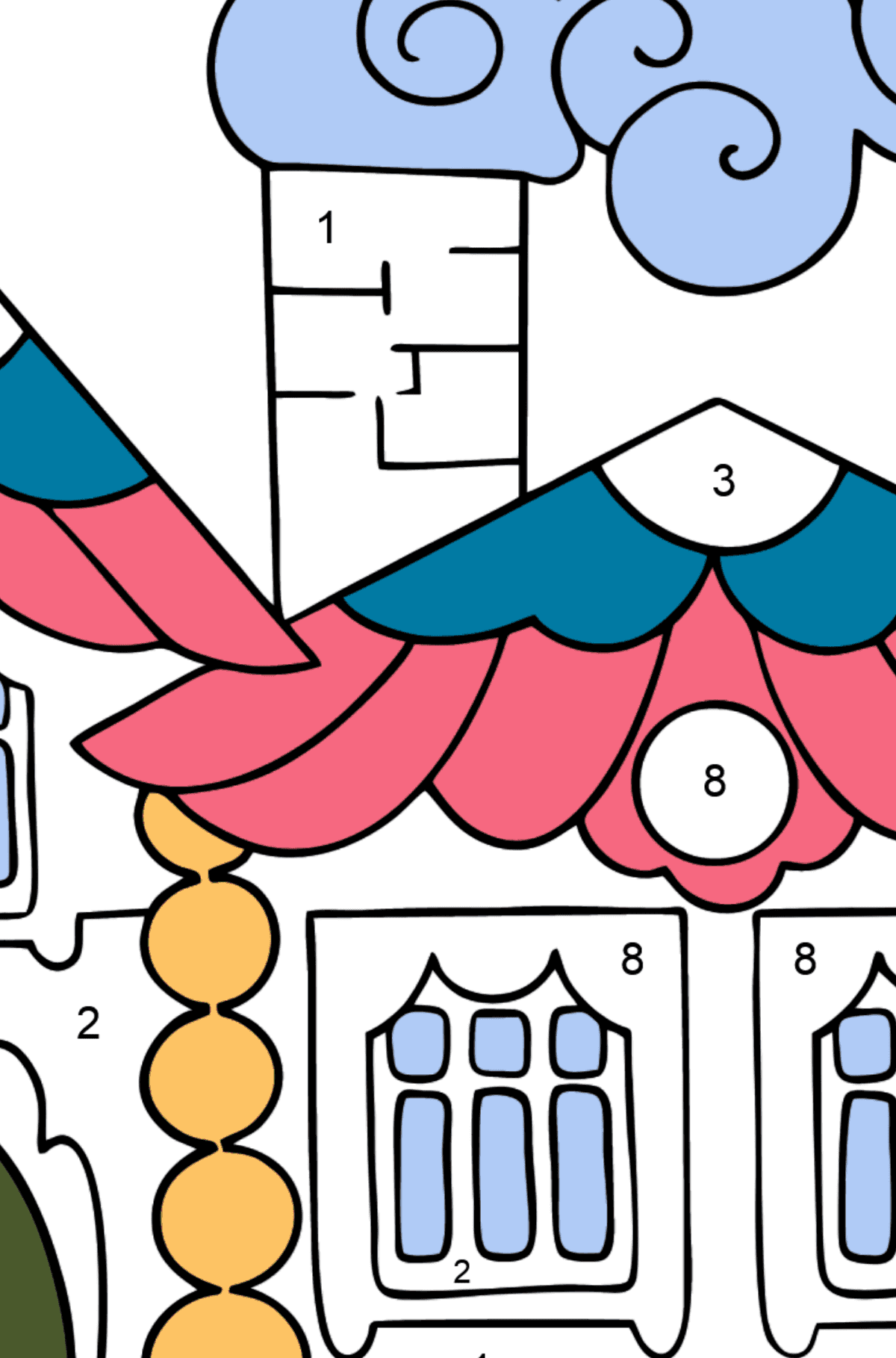Desenho Casa na floresta para colorir (difícil) - Colorir por Números para Crianças