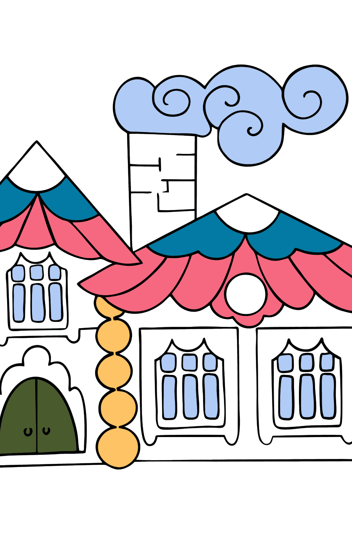 House in the Forest Coloring Page (difficult) - Coloring Pages for Kids