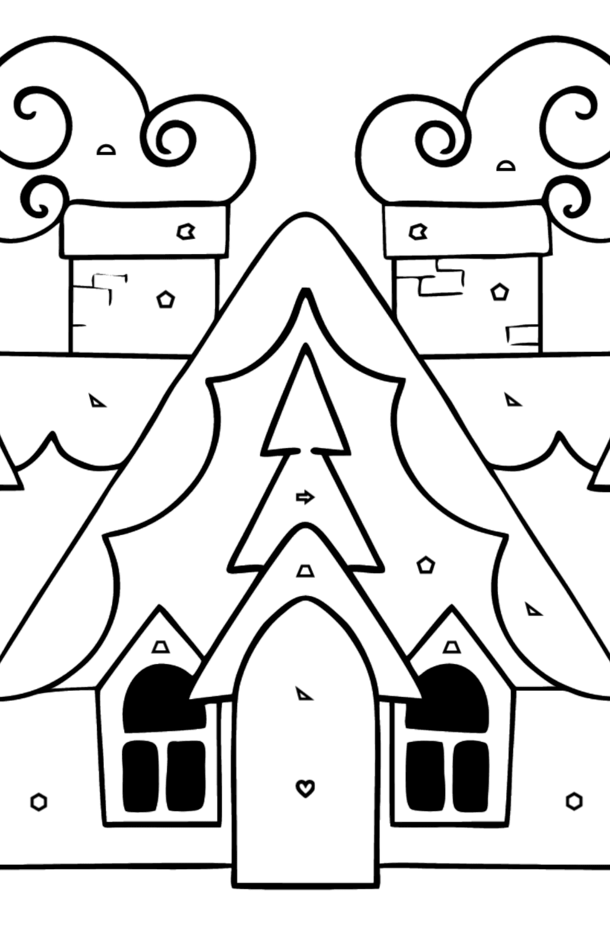 Complex Coloring Page - A Magic House - Coloring by Geometric Shapes for Kids