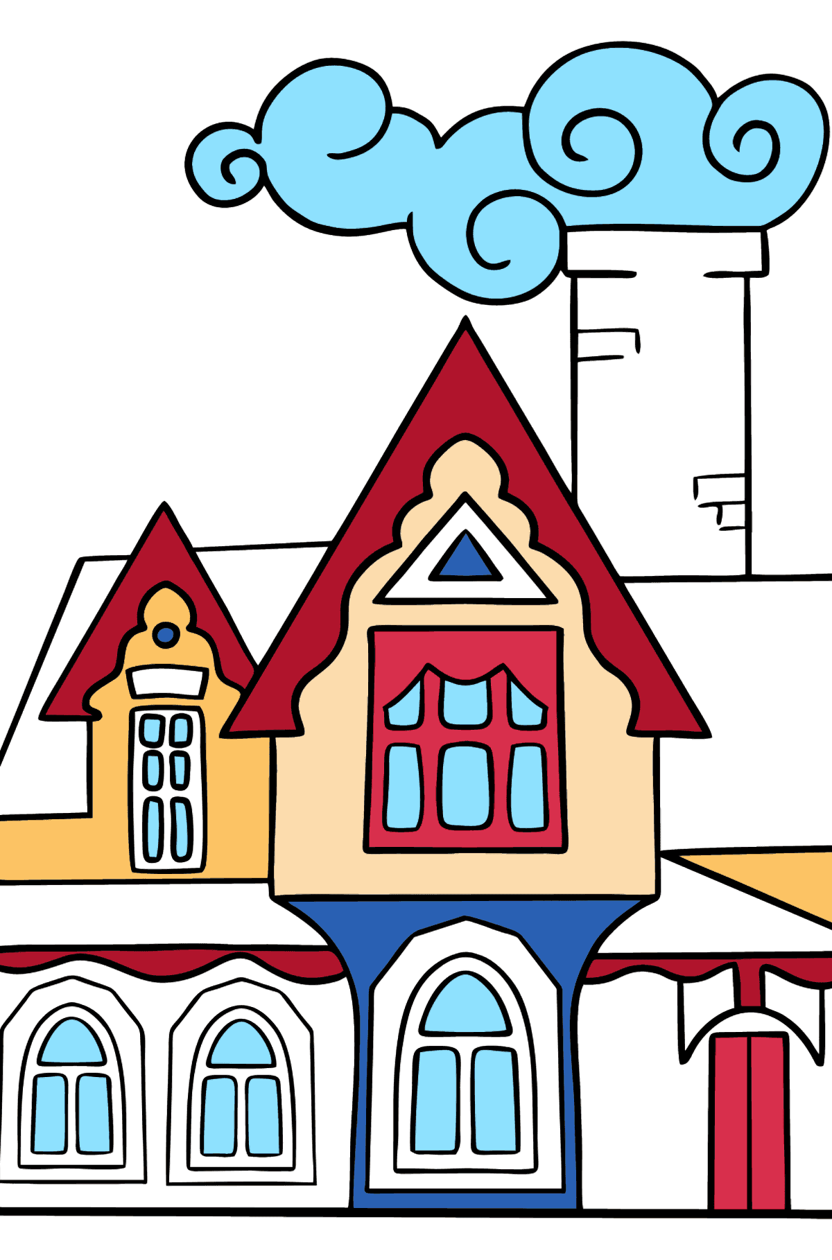 Ciekawa kolorystyka domu - Kolorowanki dla dzieci