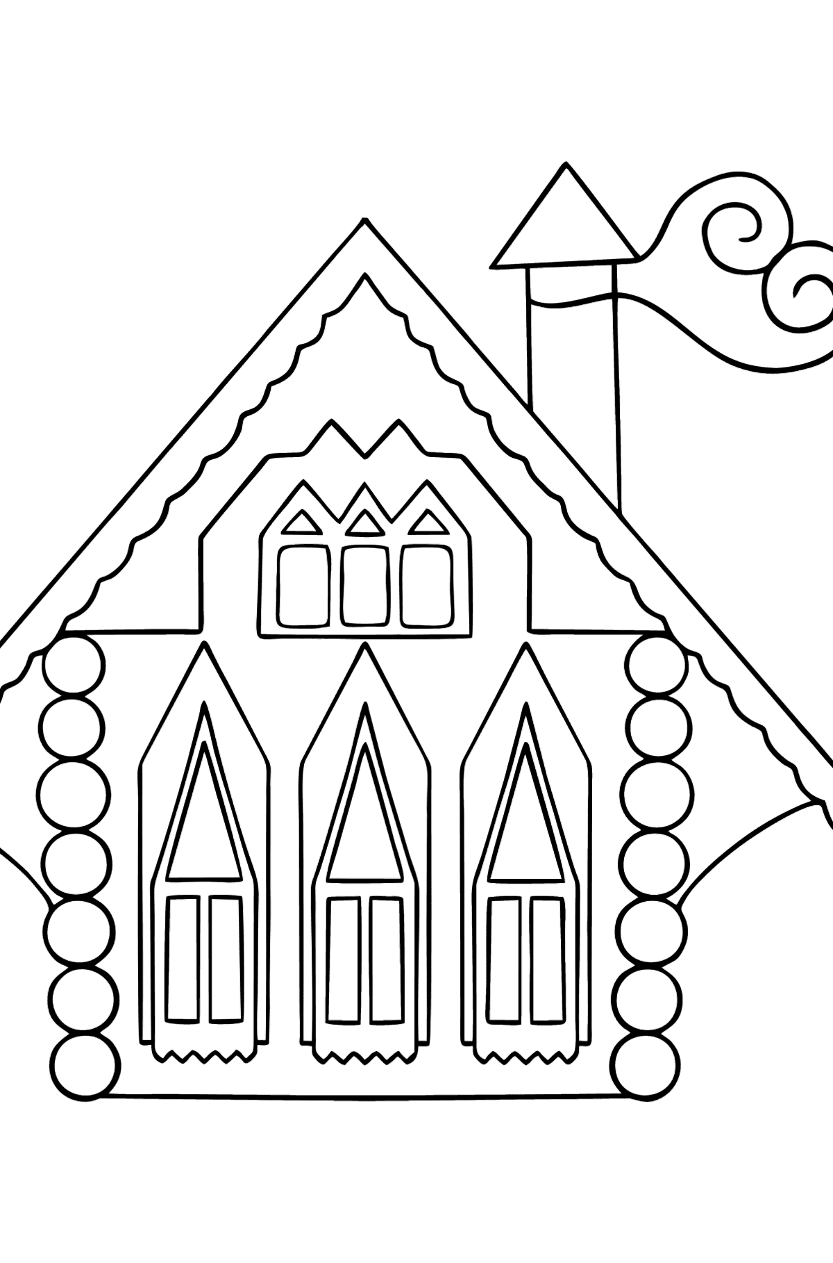 Rainbow House Coloring Page (difficult) - Coloring Pages for Kids