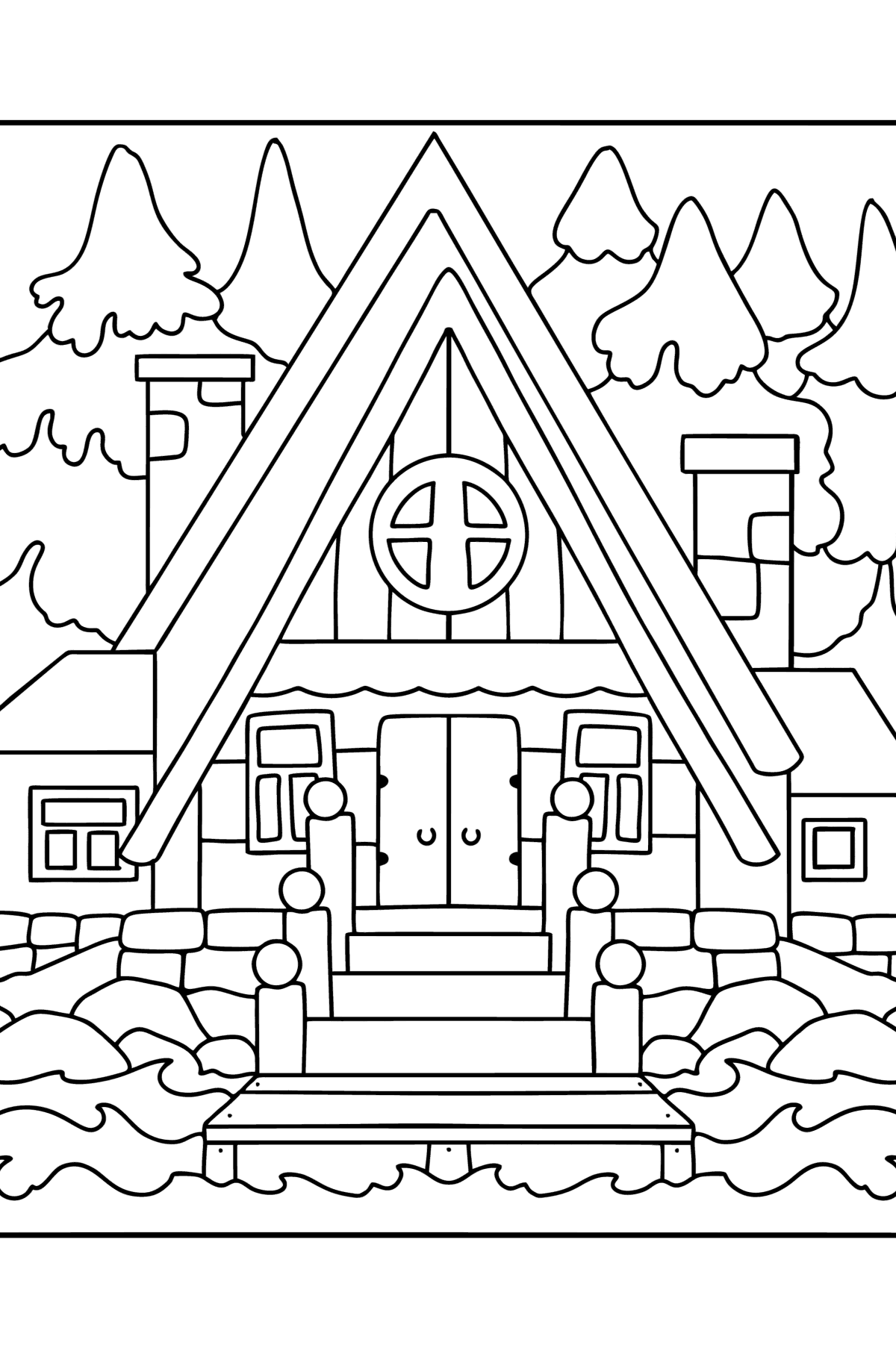 Country House Near The River coloring page - Coloring Pages for Kids