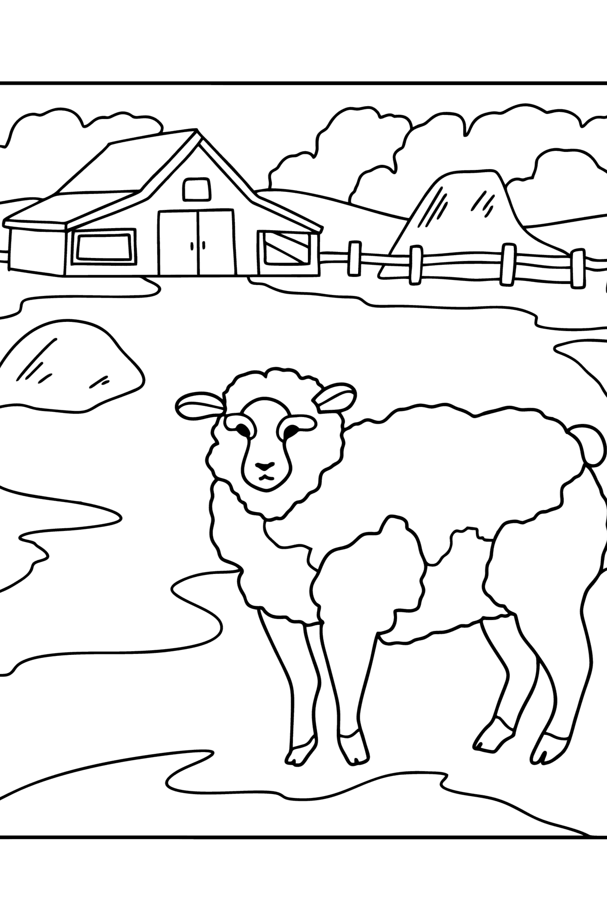Desenho de Ovelhas na fazenda para colorir - Imagens para Colorir para Crianças
