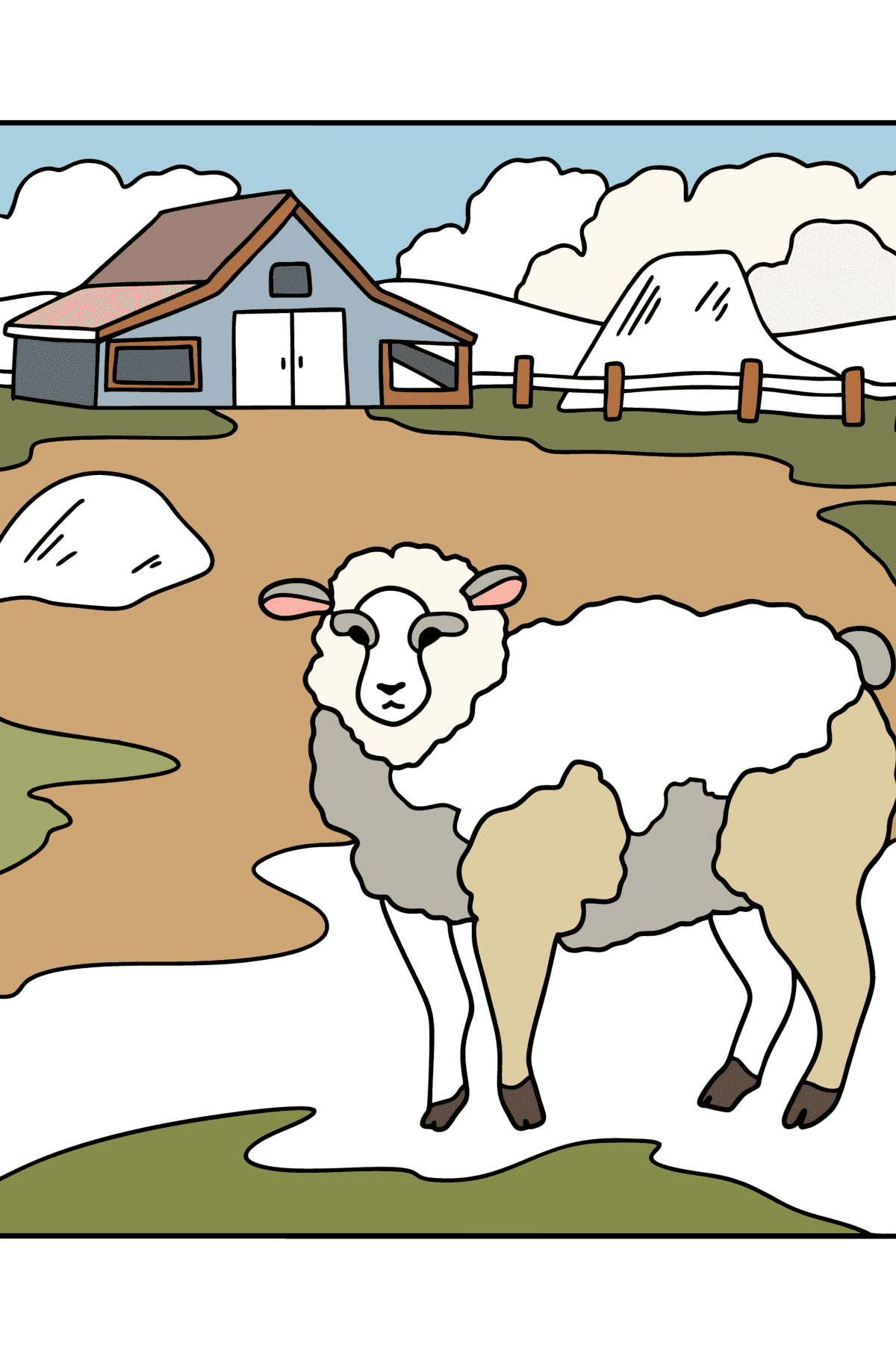 Desenho de Ovelhas na fazenda para colorir - Imagens para Colorir para Crianças