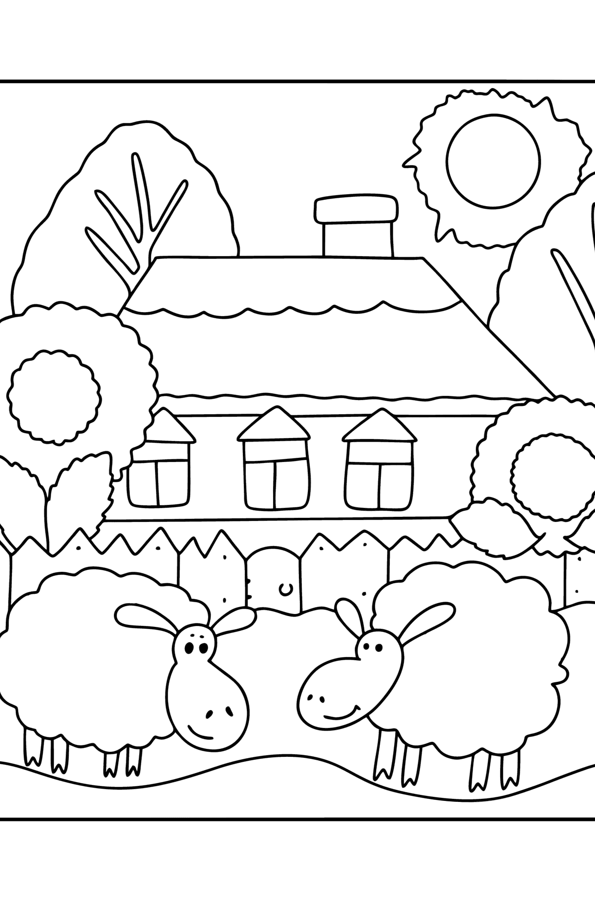 Boyama sayfası çiftlik evi - Boyamalar çocuklar için