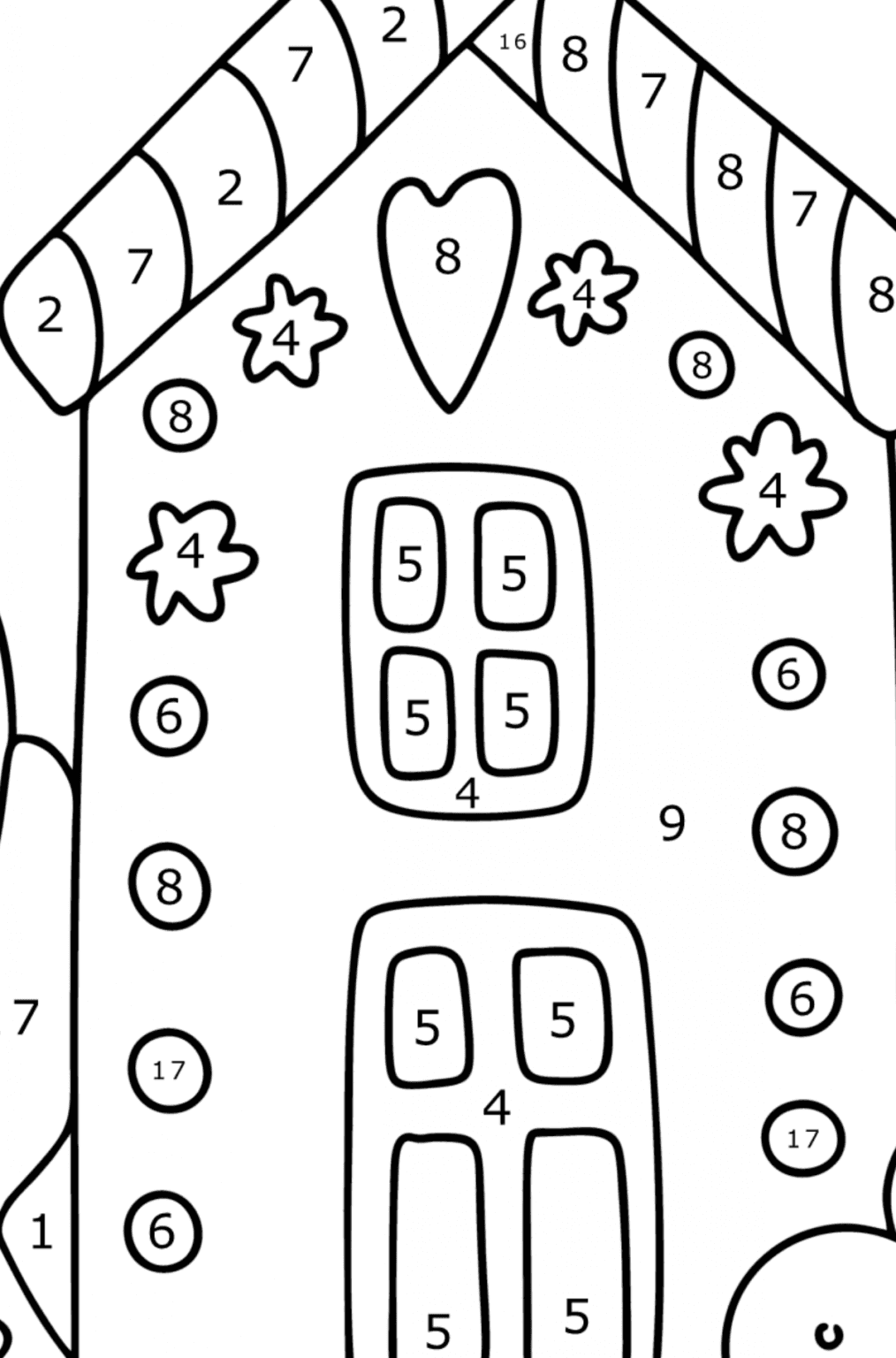 Easy gingerbread house coloring page online and print for free 