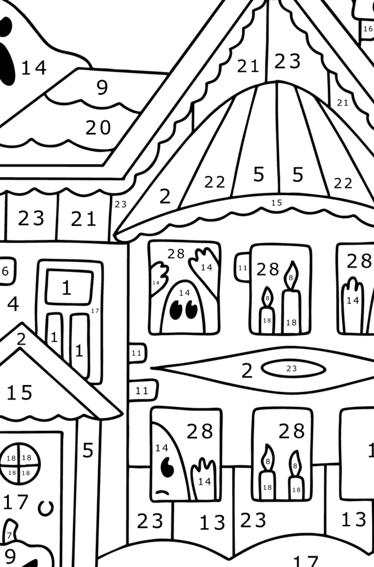 Haunted House coloring page - Coloring by Numbers for Kids