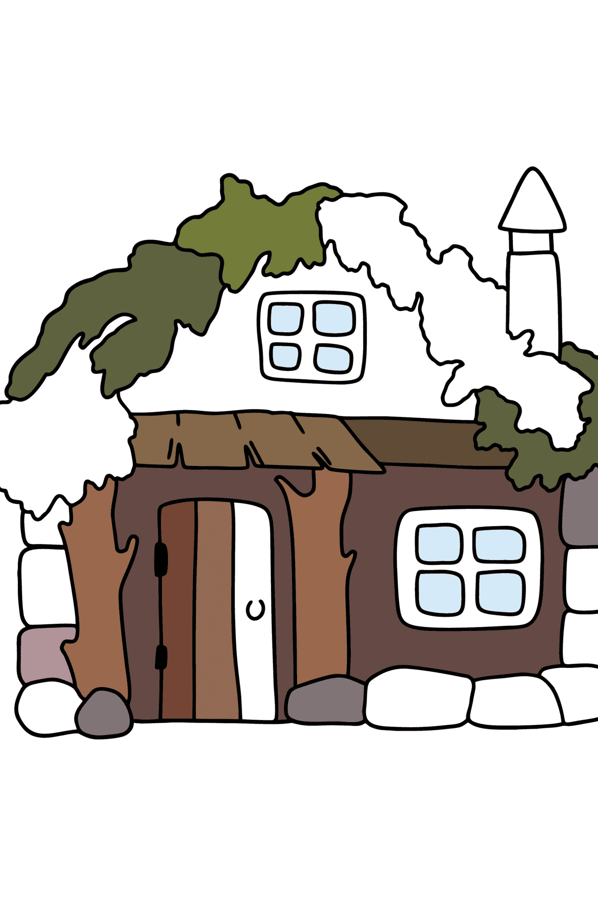 Tegning til fargelegging hytte - Tegninger til fargelegging for barn