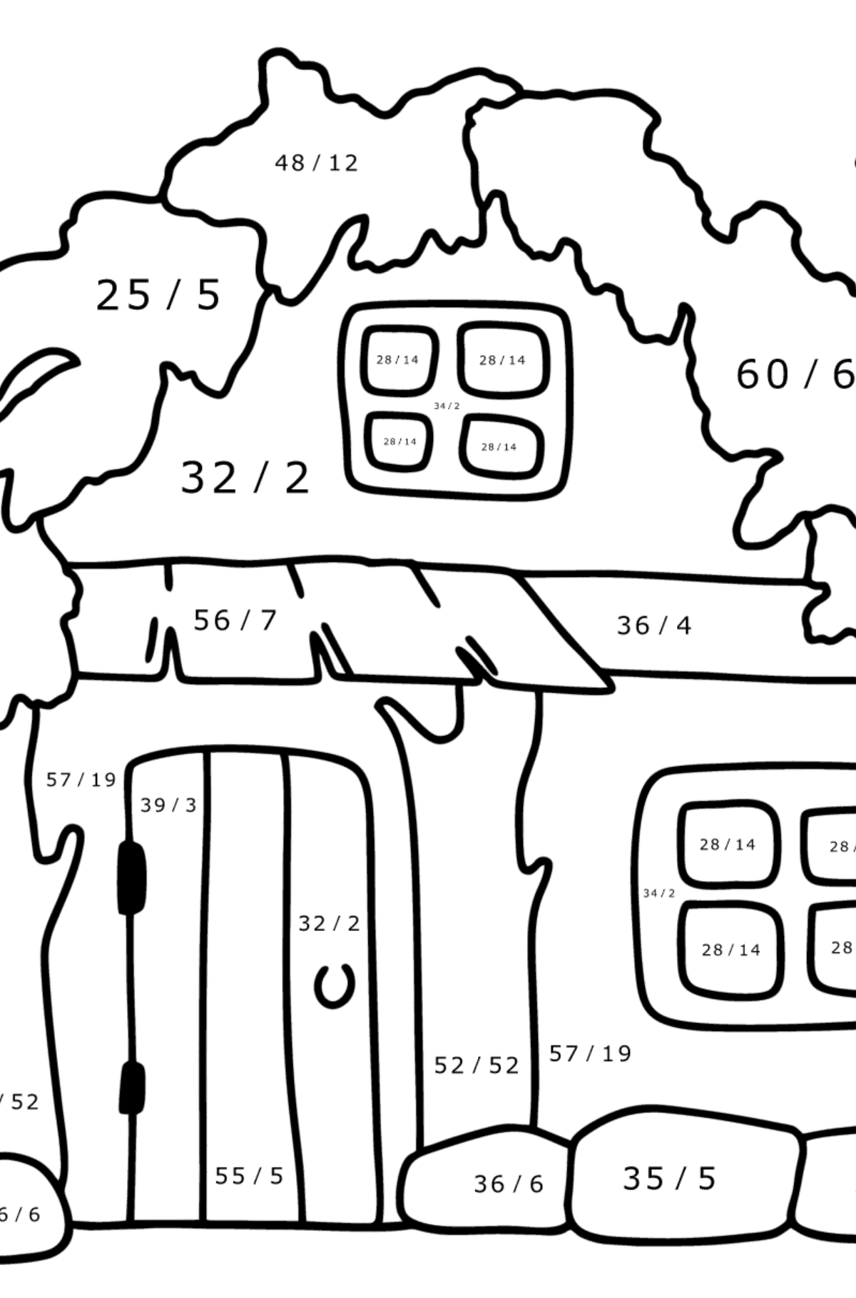 Hut coloring page - Math Coloring - Division for Kids