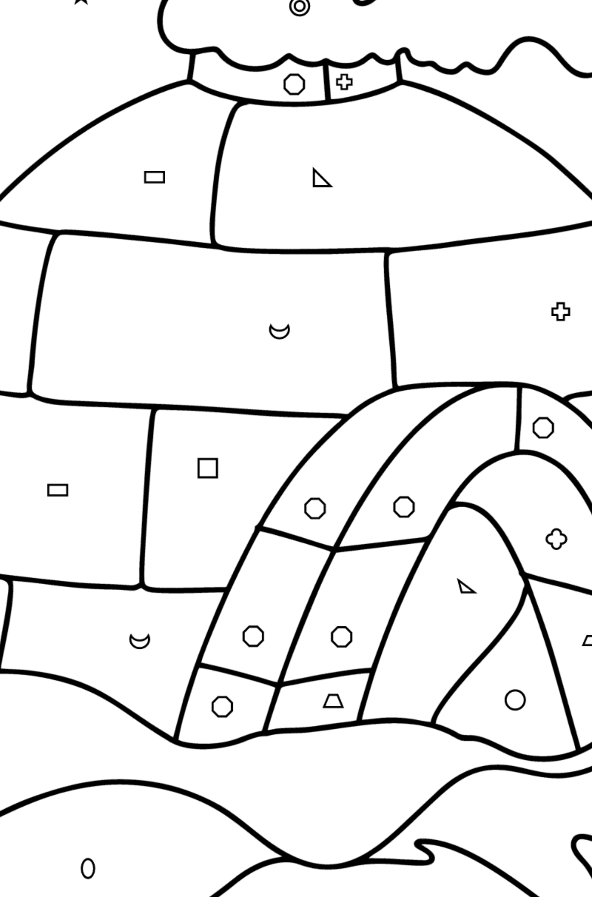 Igloo ice House coloring page - Coloring by Geometric Shapes for Kids