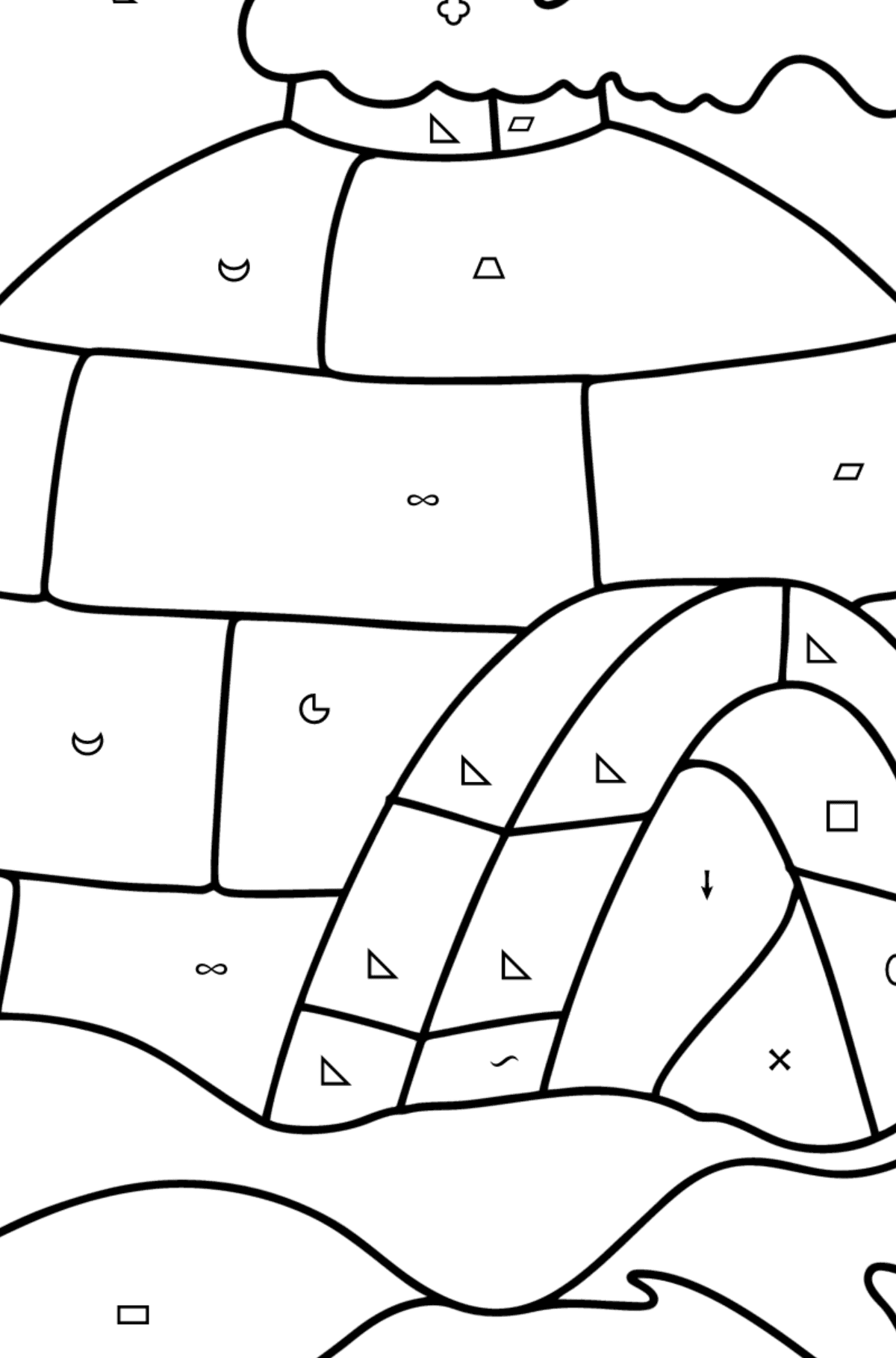Igloo ice House coloring page - Coloring by Symbols and Geometric Shapes for Kids