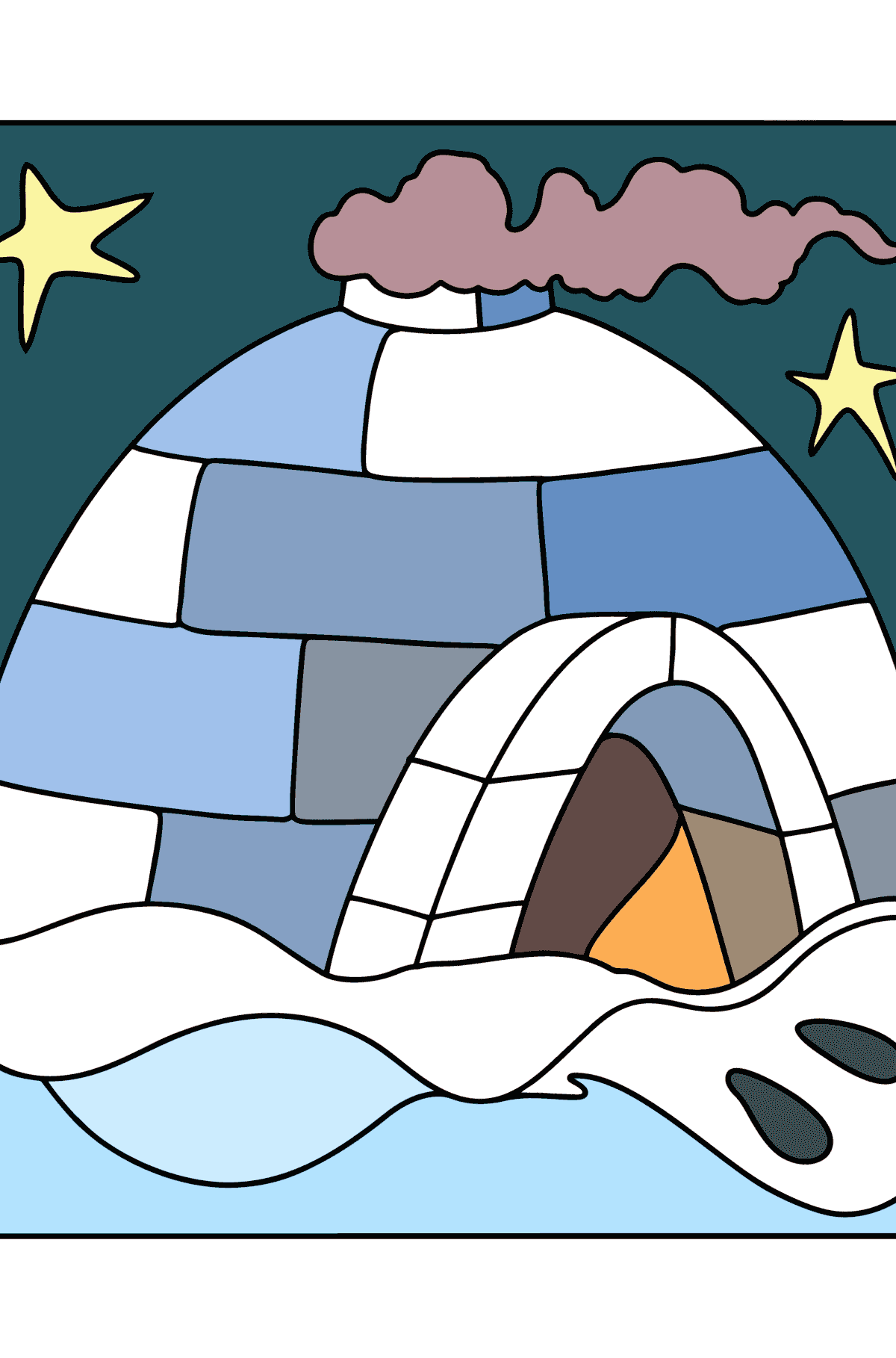 Värityskuva iglu jäätalo - Värityskuvat lapsille