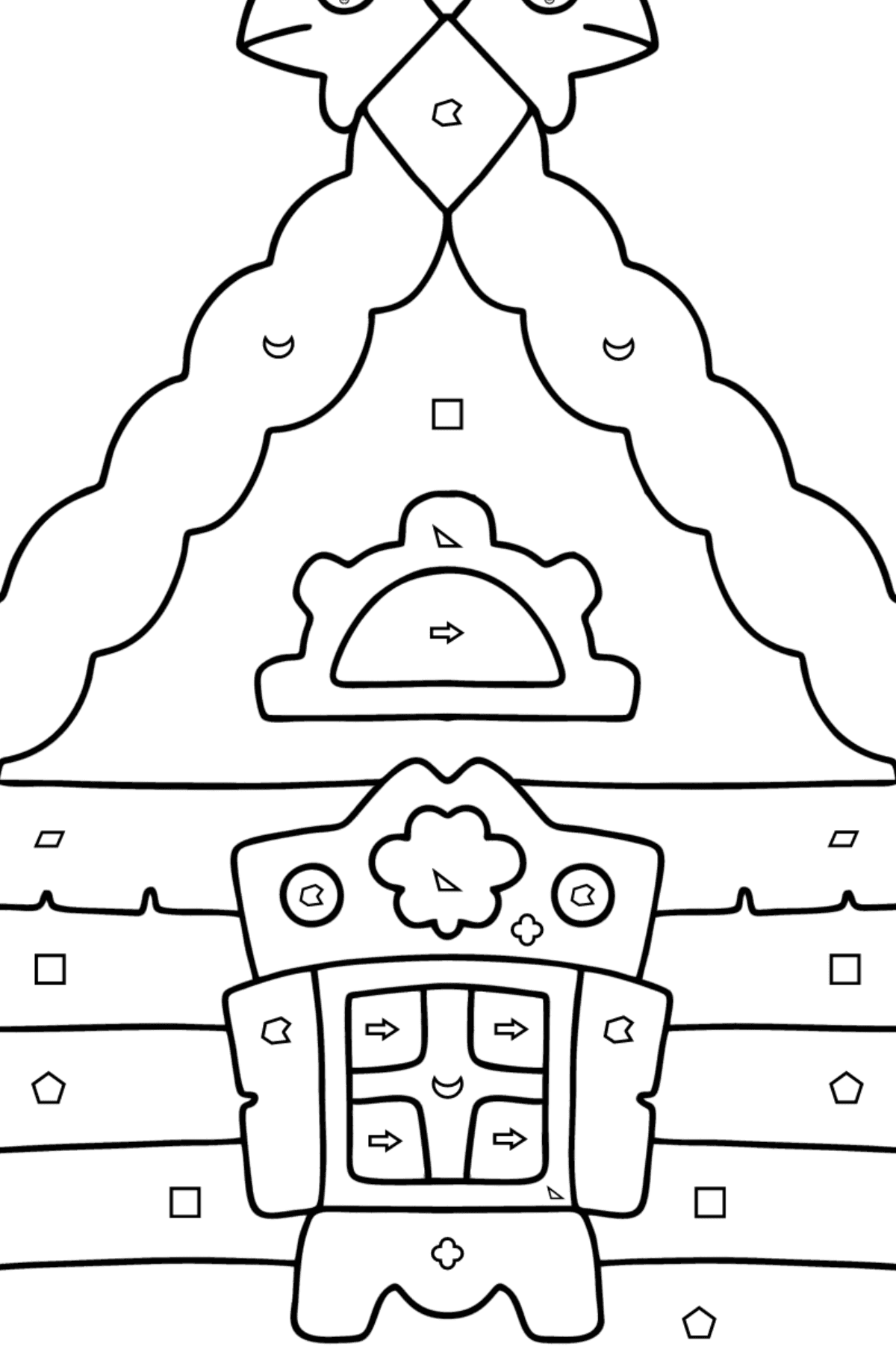 Log Cabin coloring page - Coloring by Geometric Shapes for Kids