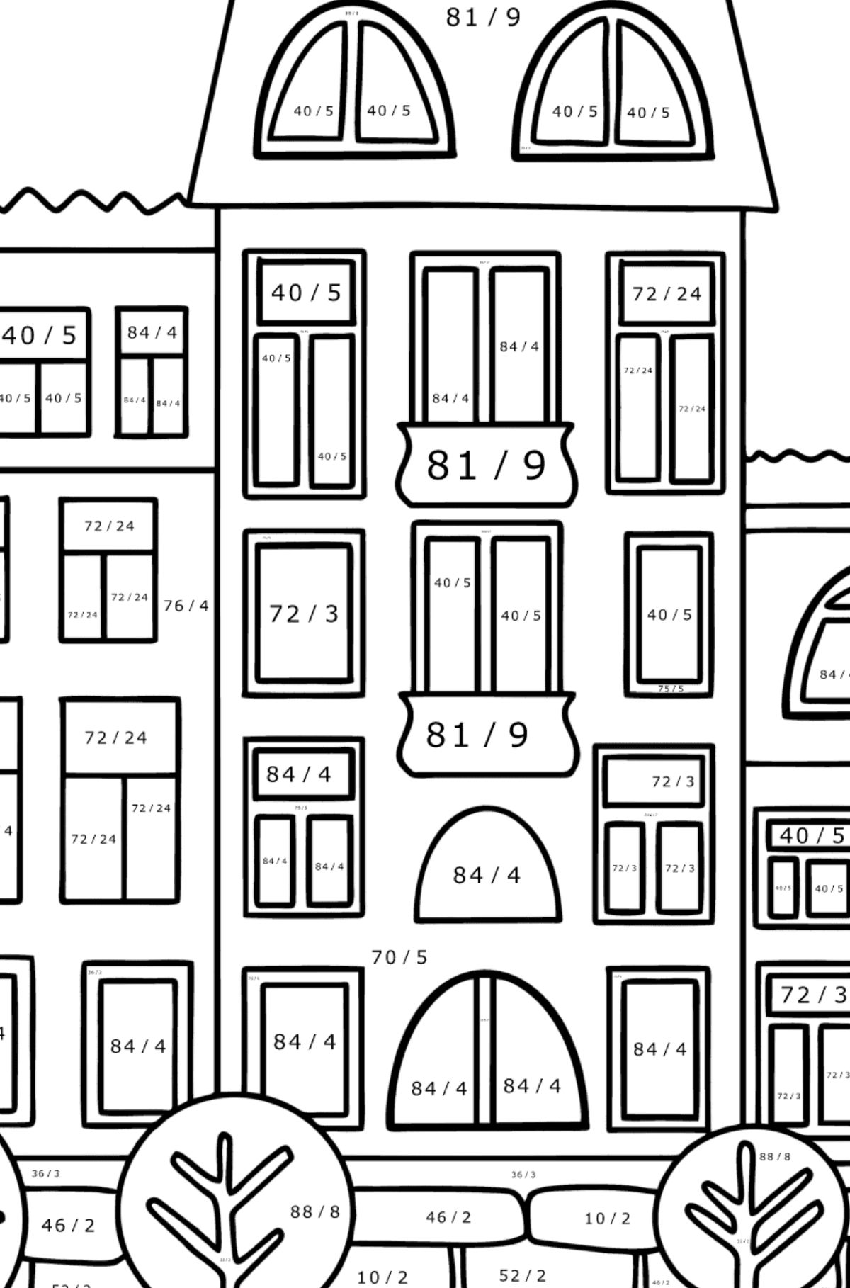 Multi-storey building coloring page - Math Coloring - Division for Kids