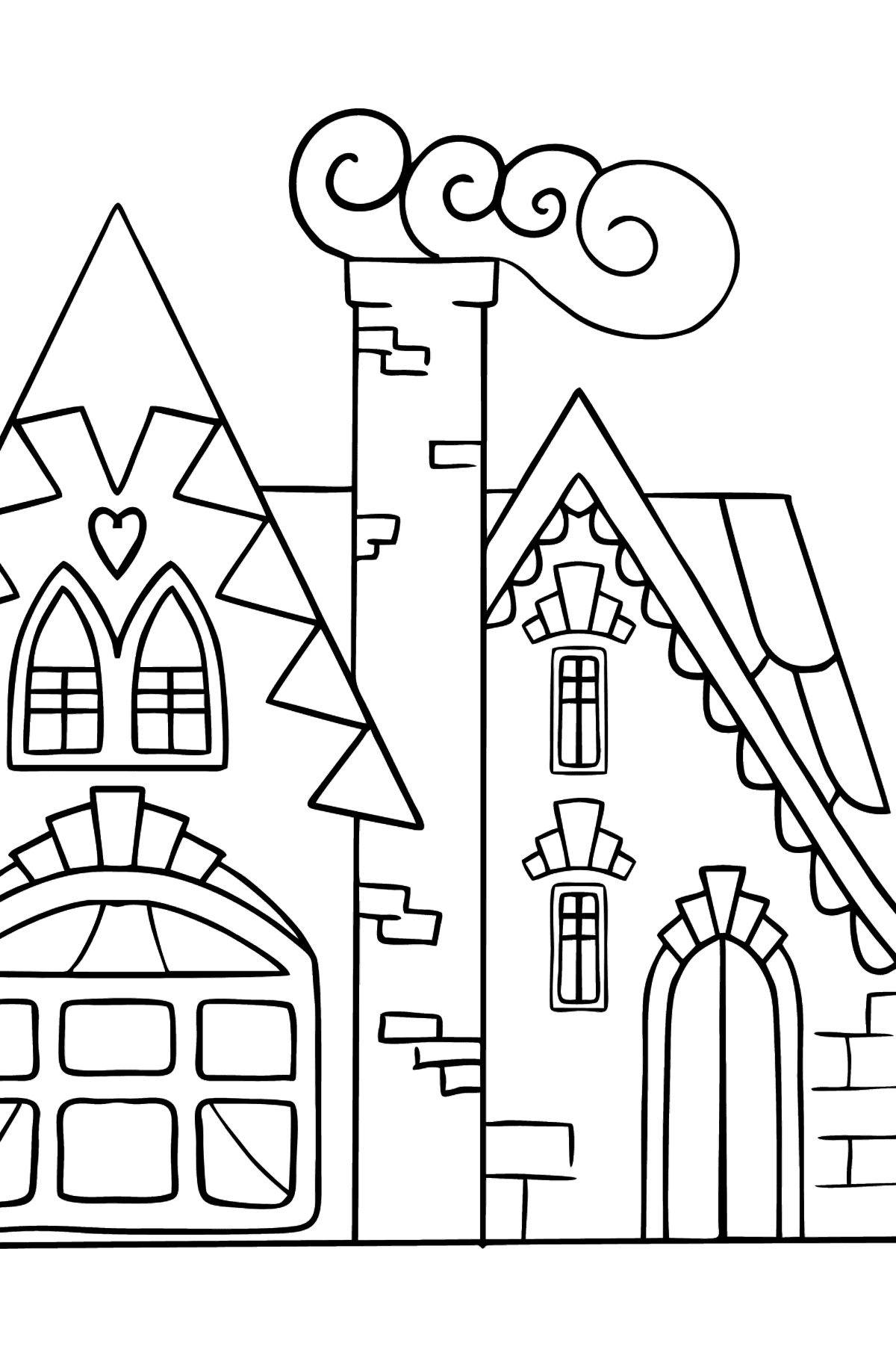 Simple Coloring Page - A Charming House - Coloring Pages for Kids