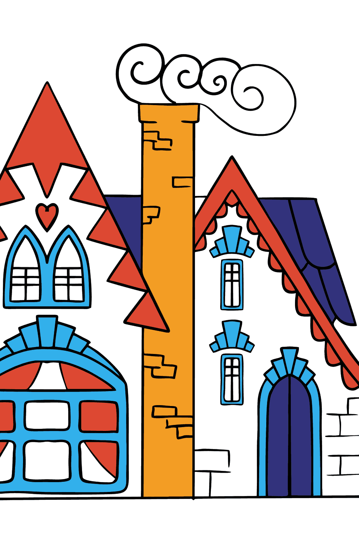 Simple Coloring Page - A Charming House - Coloring Pages for Kids