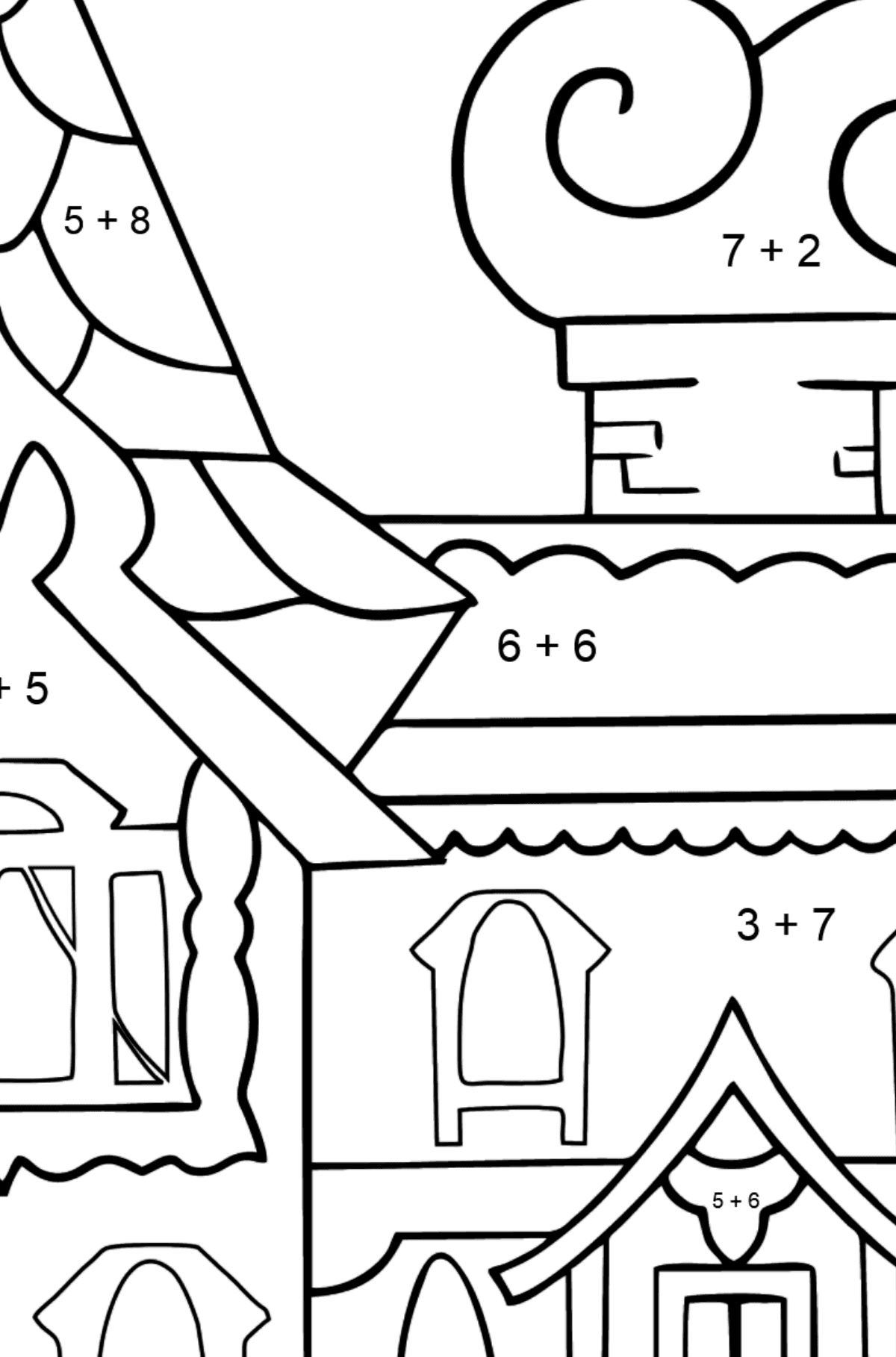 Simple Coloring Page - A House - A Kingdom of Storytellers - Math Coloring - Addition for Kids