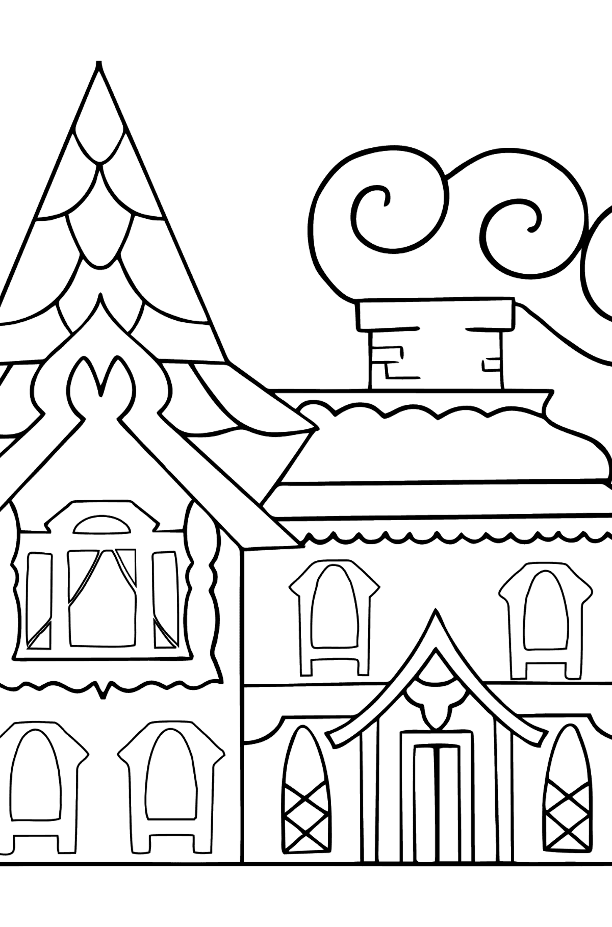 Kifestő házi kastély (egyszerűen) - Színező oldalak gyerekeknek
