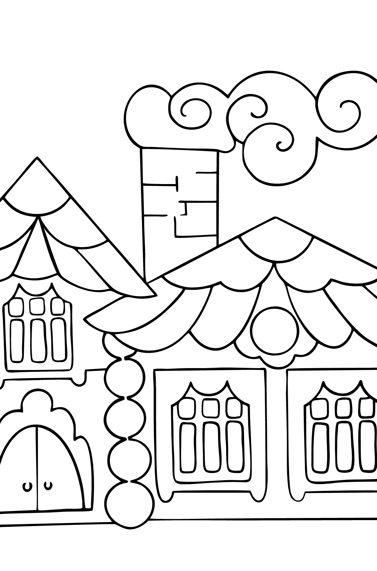 Раскраска Очаровательный домик (просто) - Картинки для Детей