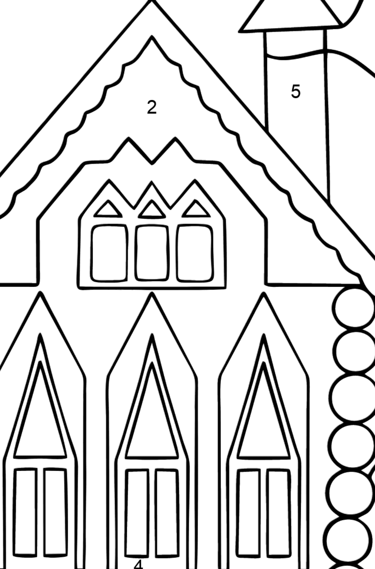 Simple Coloring Page - A Rainbow House - Coloring by Numbers for Kids