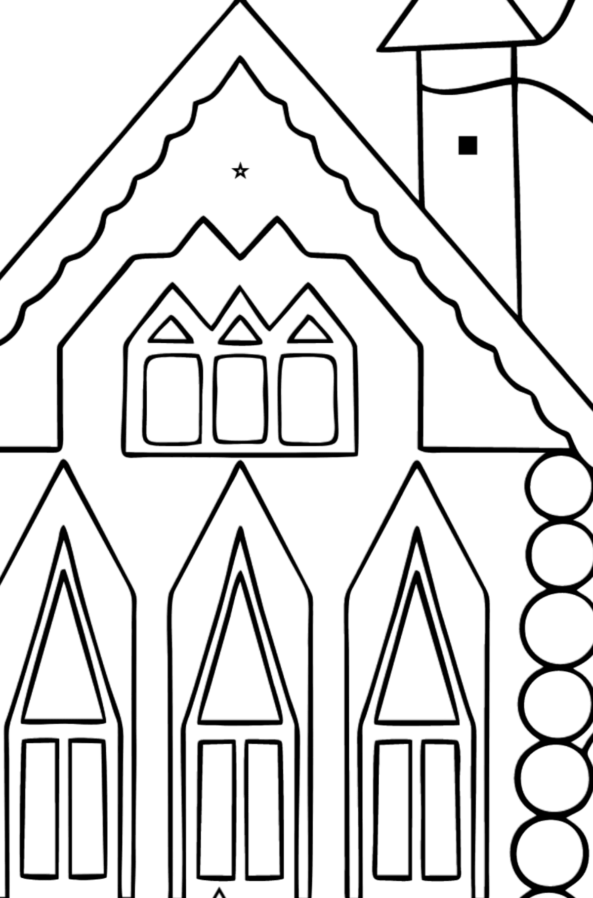 Simple Coloring Page - A Rainbow House - Coloring by Symbols and Geometric Shapes for Kids
