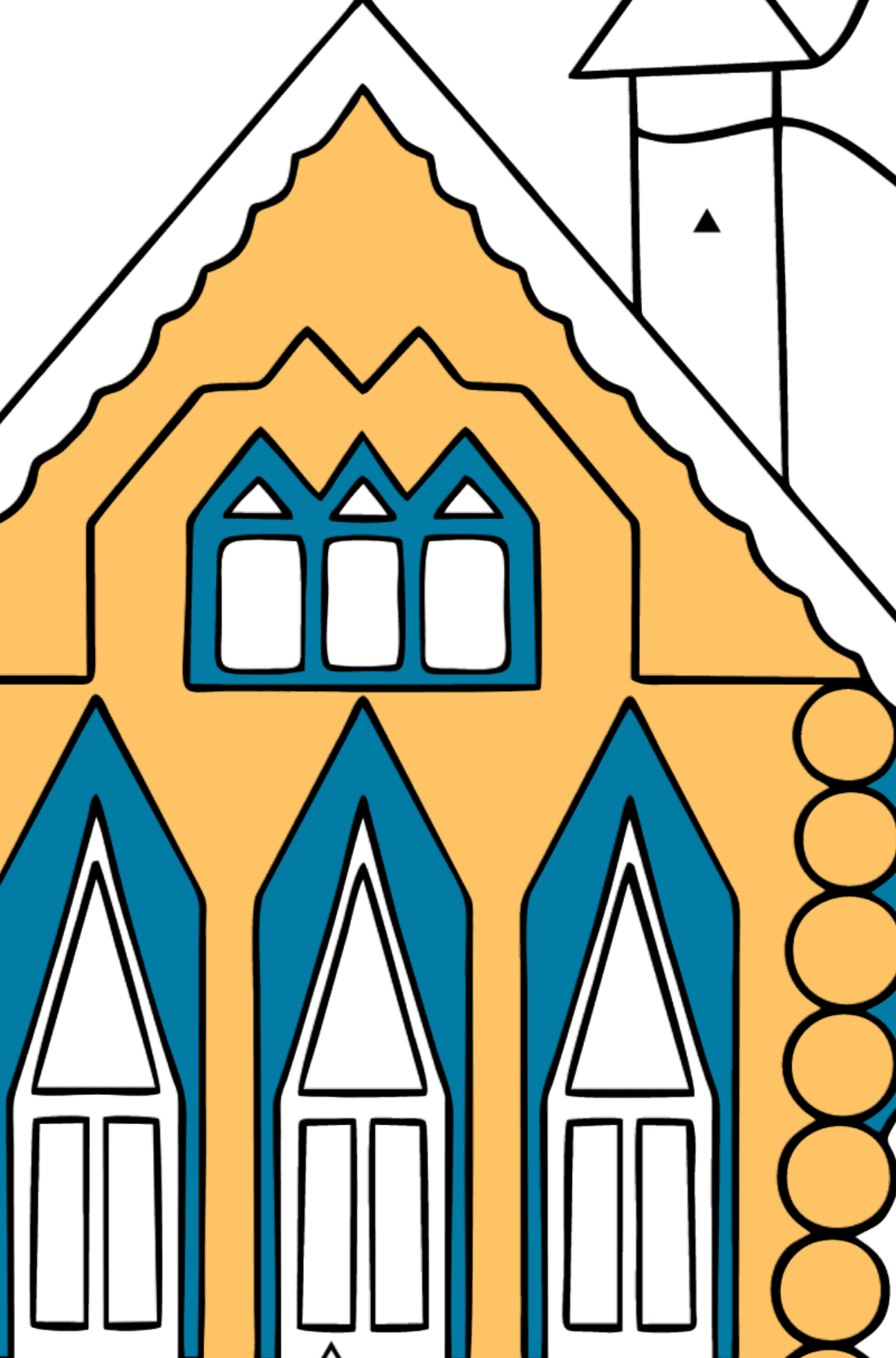 Dibujo Casa de Arcoíris para Colorear (fácil) - Colorear por Símbolos para Niños