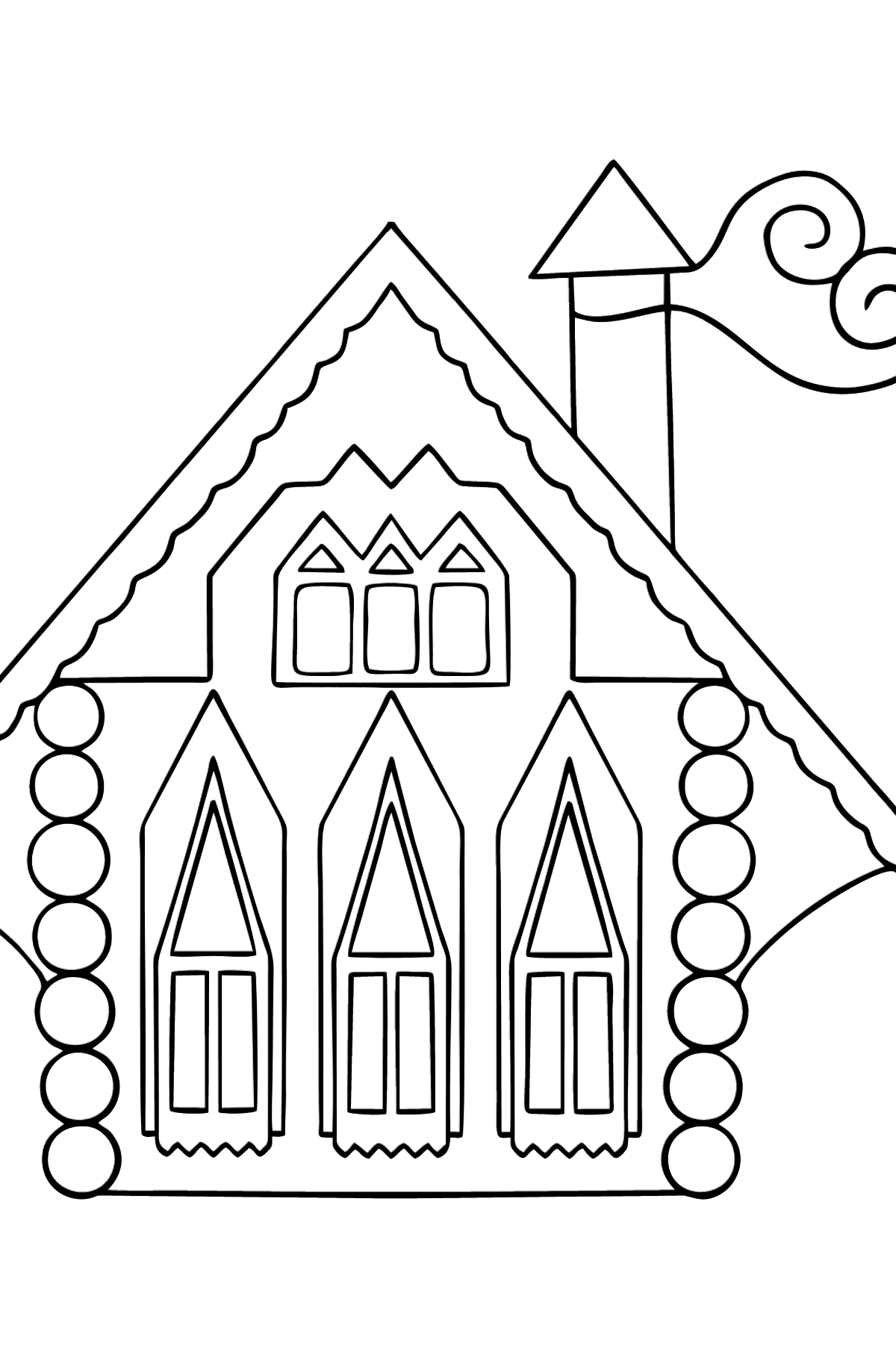 Раскраска Радужный домик (просто) - Картинки для Детей