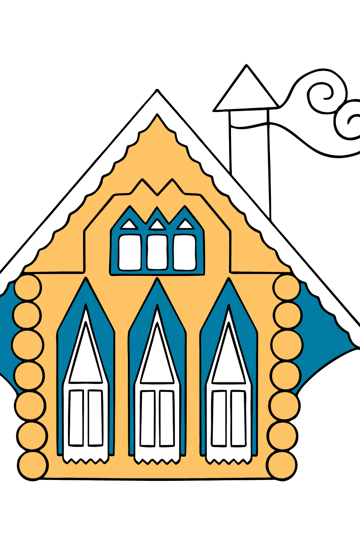 Simple Coloring Page - A Rainbow House - Coloring Pages for Kids