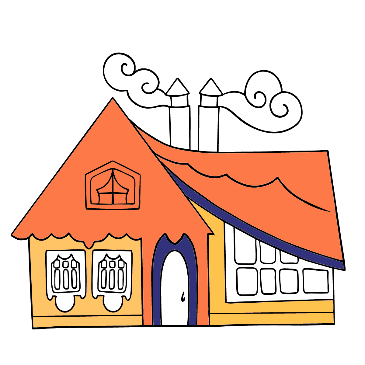 Coloring Page Outline of Cartoon Easel with Drawing of Cute House