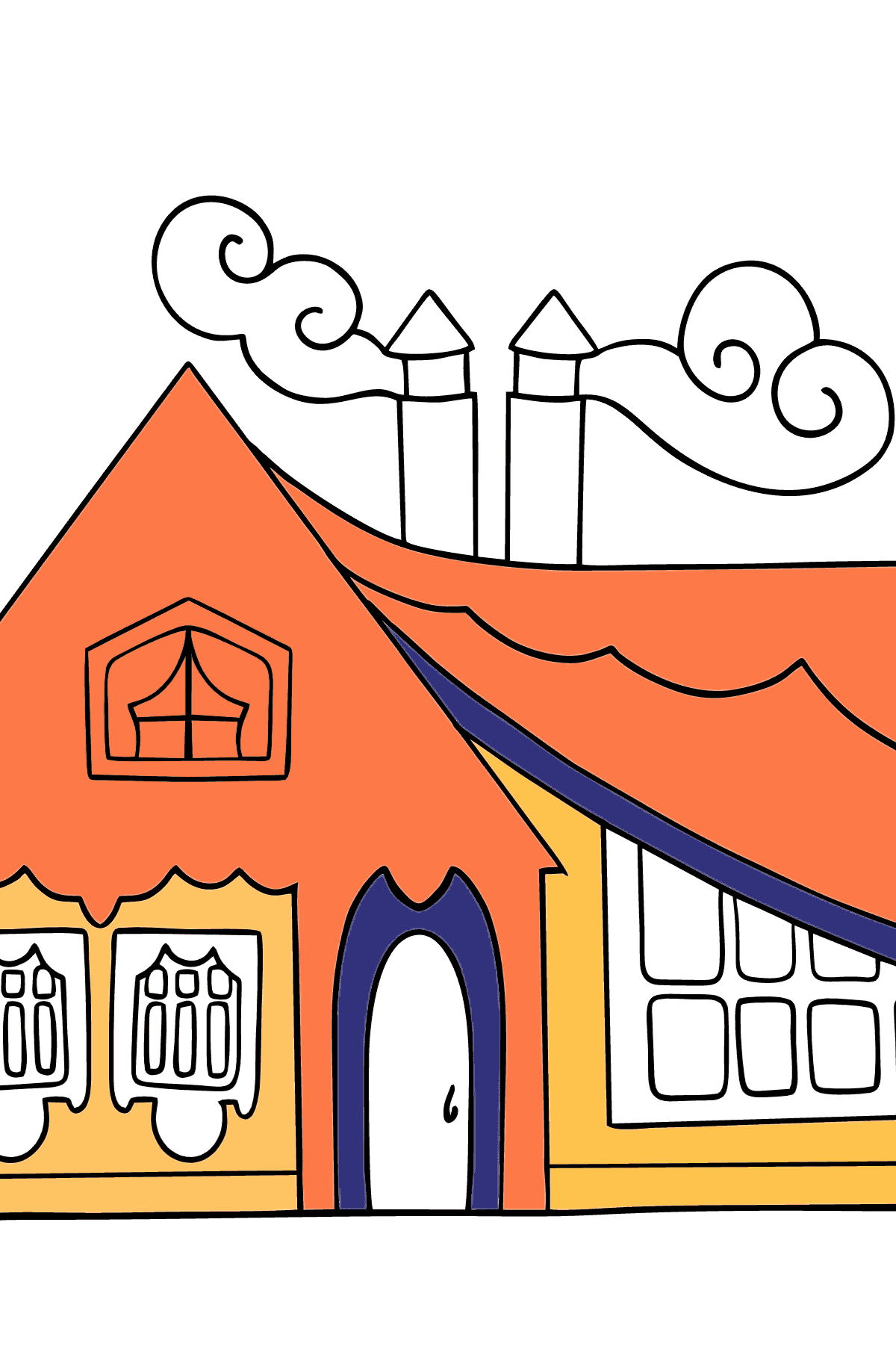 Ausmalbild winziges Haus (Einfach) - Malvorlagen für Kinder