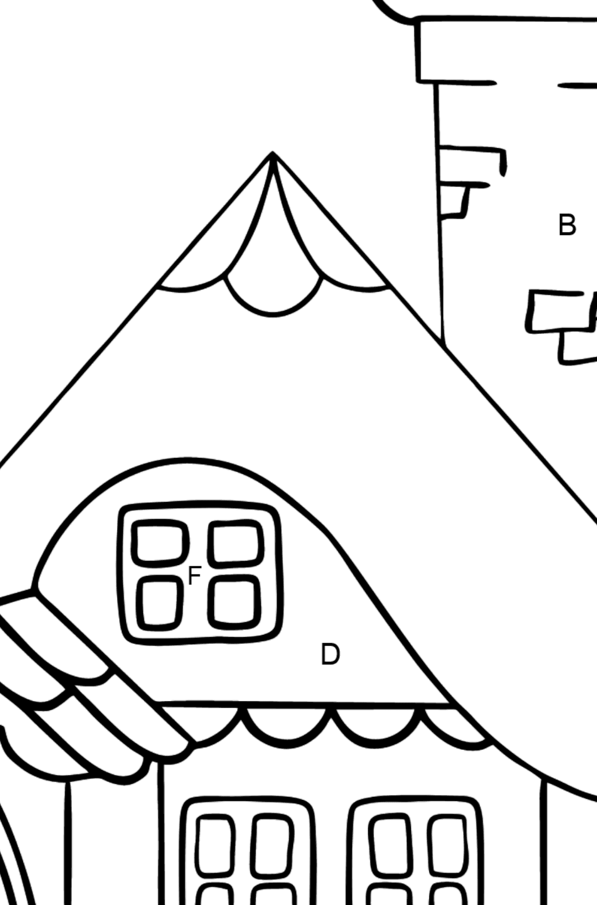 Simple Coloring Page - A Wonderful House - Coloring by Letters for Kids