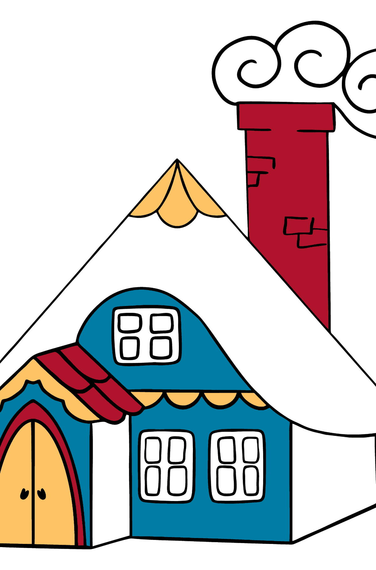 Disegno da colorare di Casa meravigliosa (facile) - Disegni da colorare per bambini