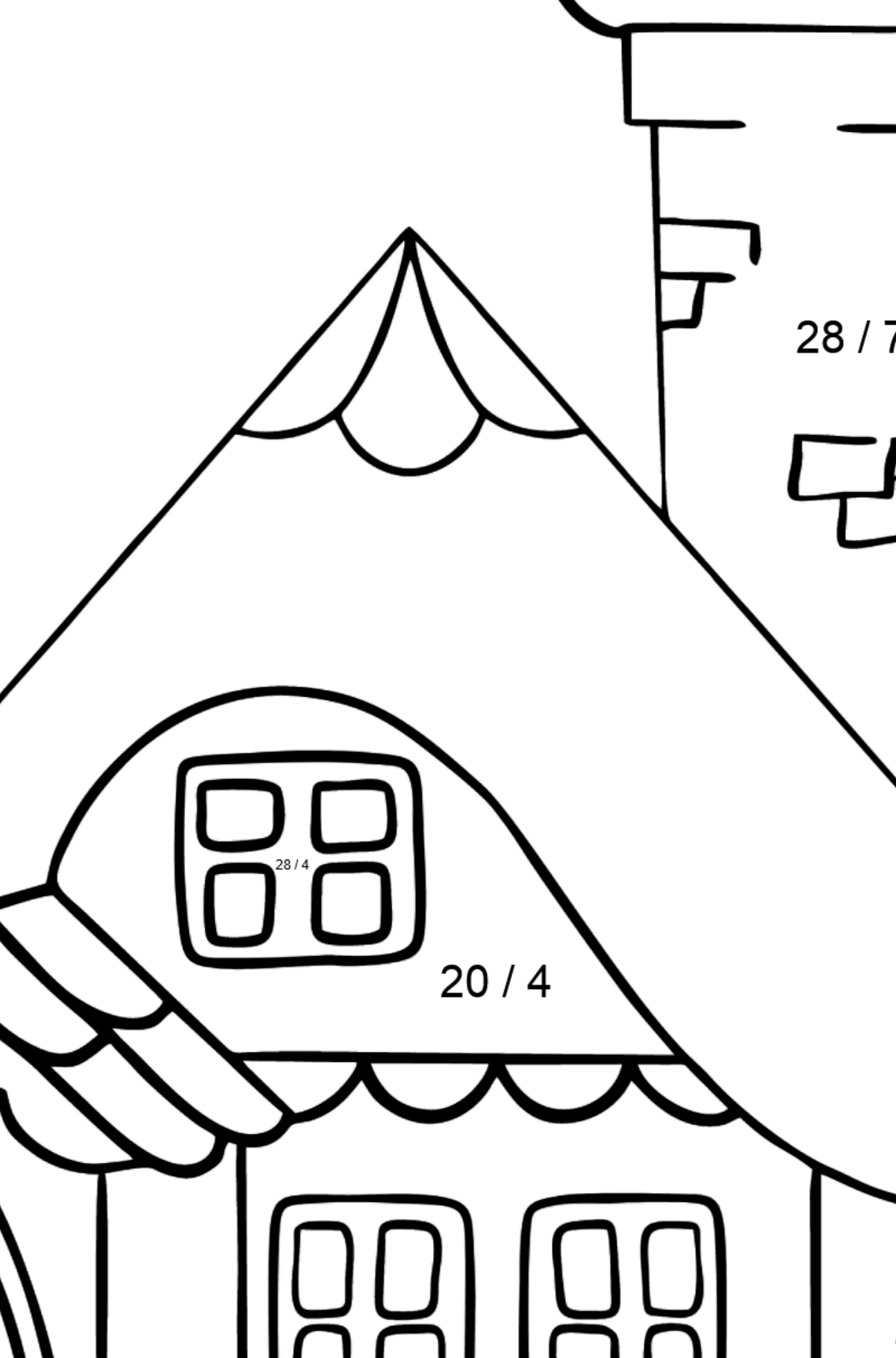 Simple Coloring Page - A Wonderful House - Math Coloring - Division for Kids