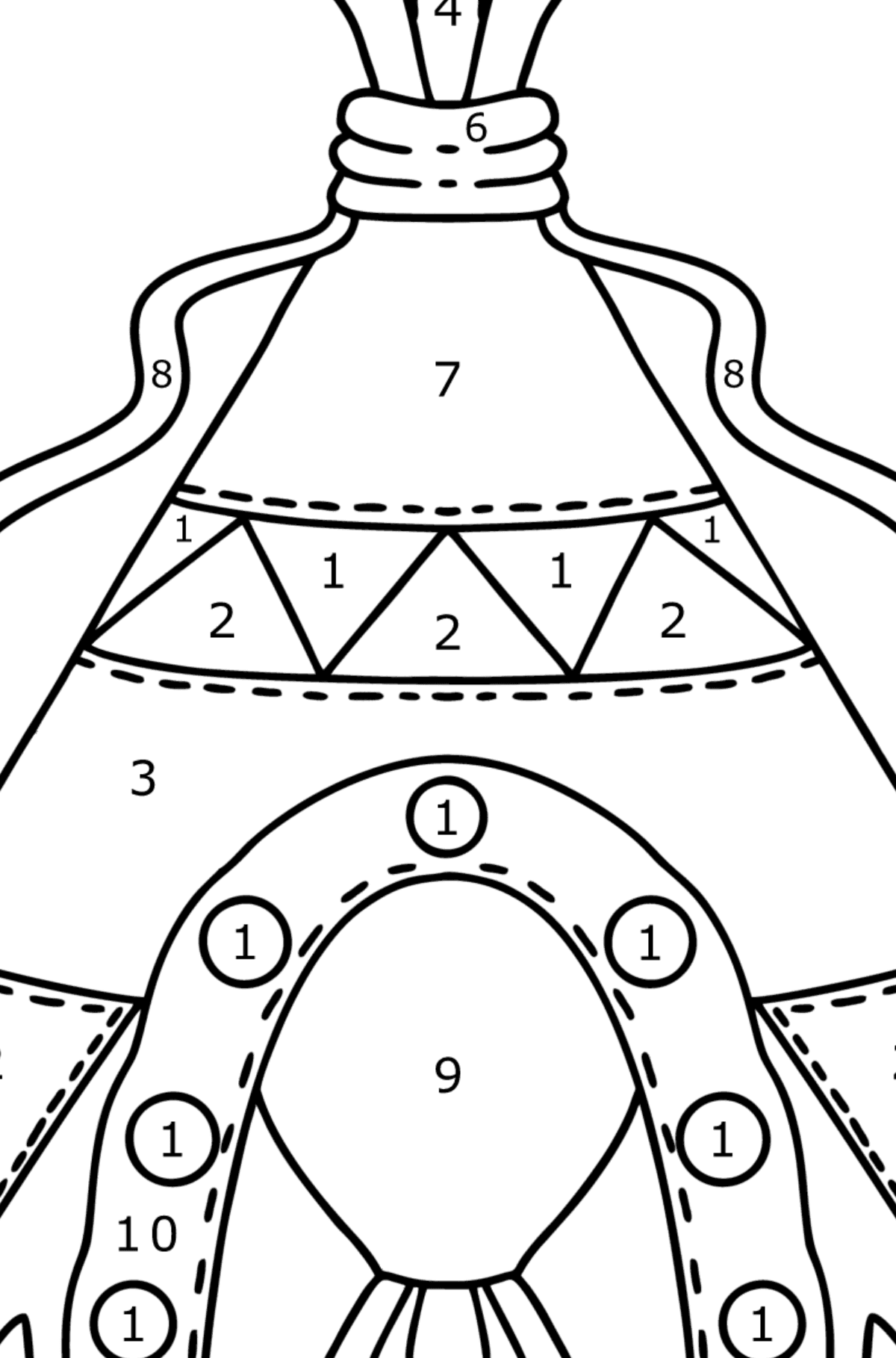 Tepee coloring page - Coloring by Numbers for Kids