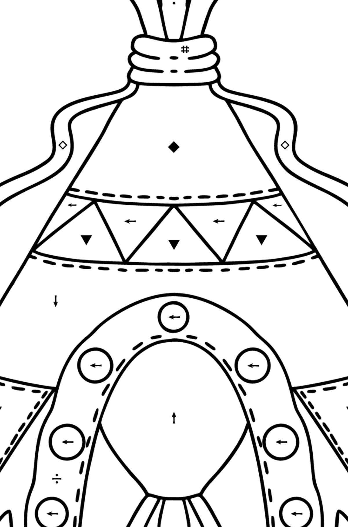 Tepee coloring page - Coloring by Symbols for Kids