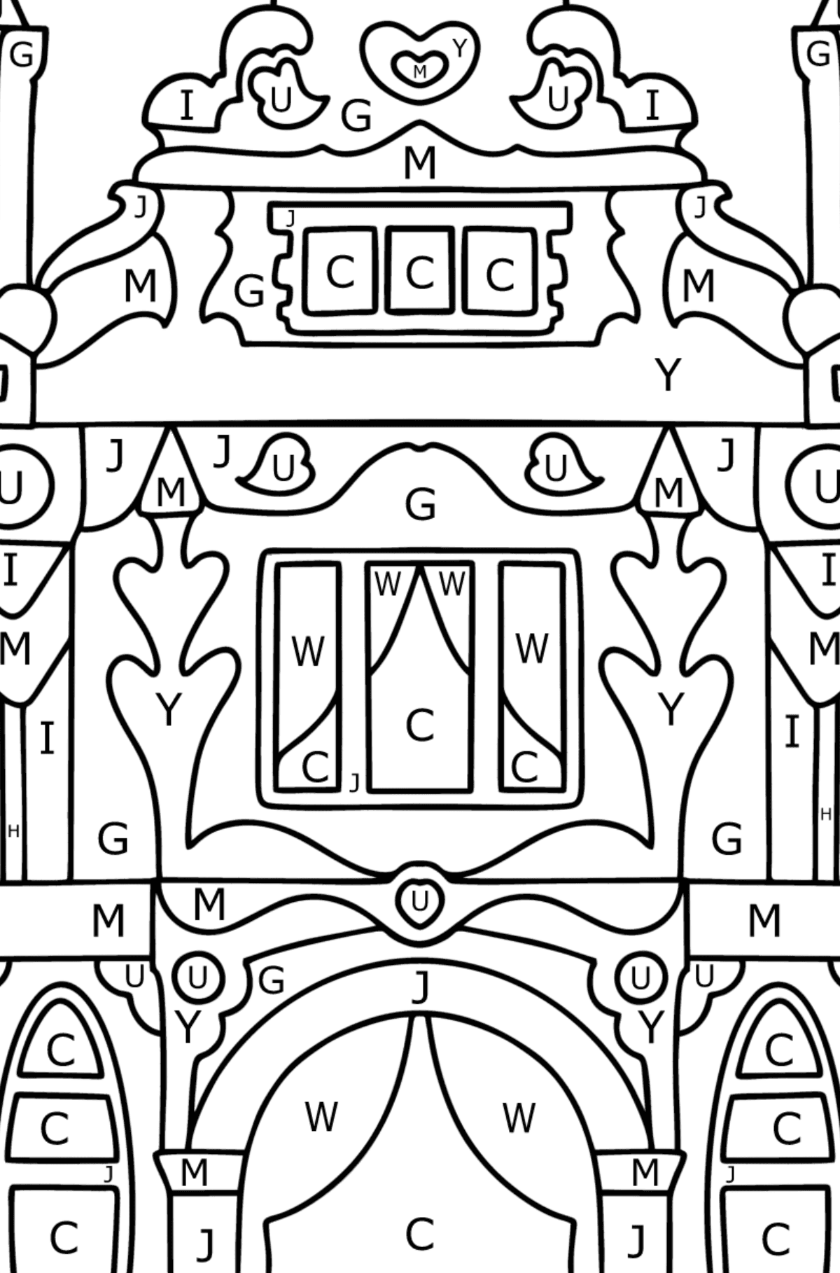 Two Storey House coloring page - Coloring by Letters for Kids