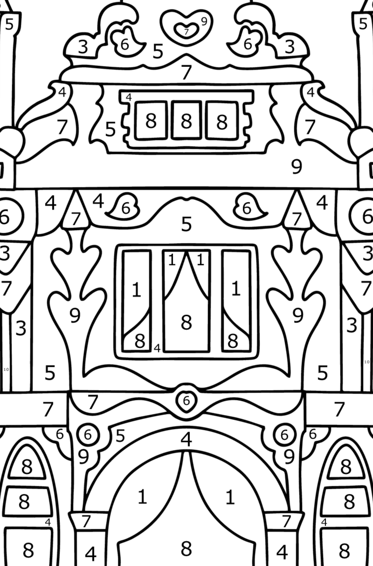 Two Storey House coloring page - Coloring by Numbers for Kids