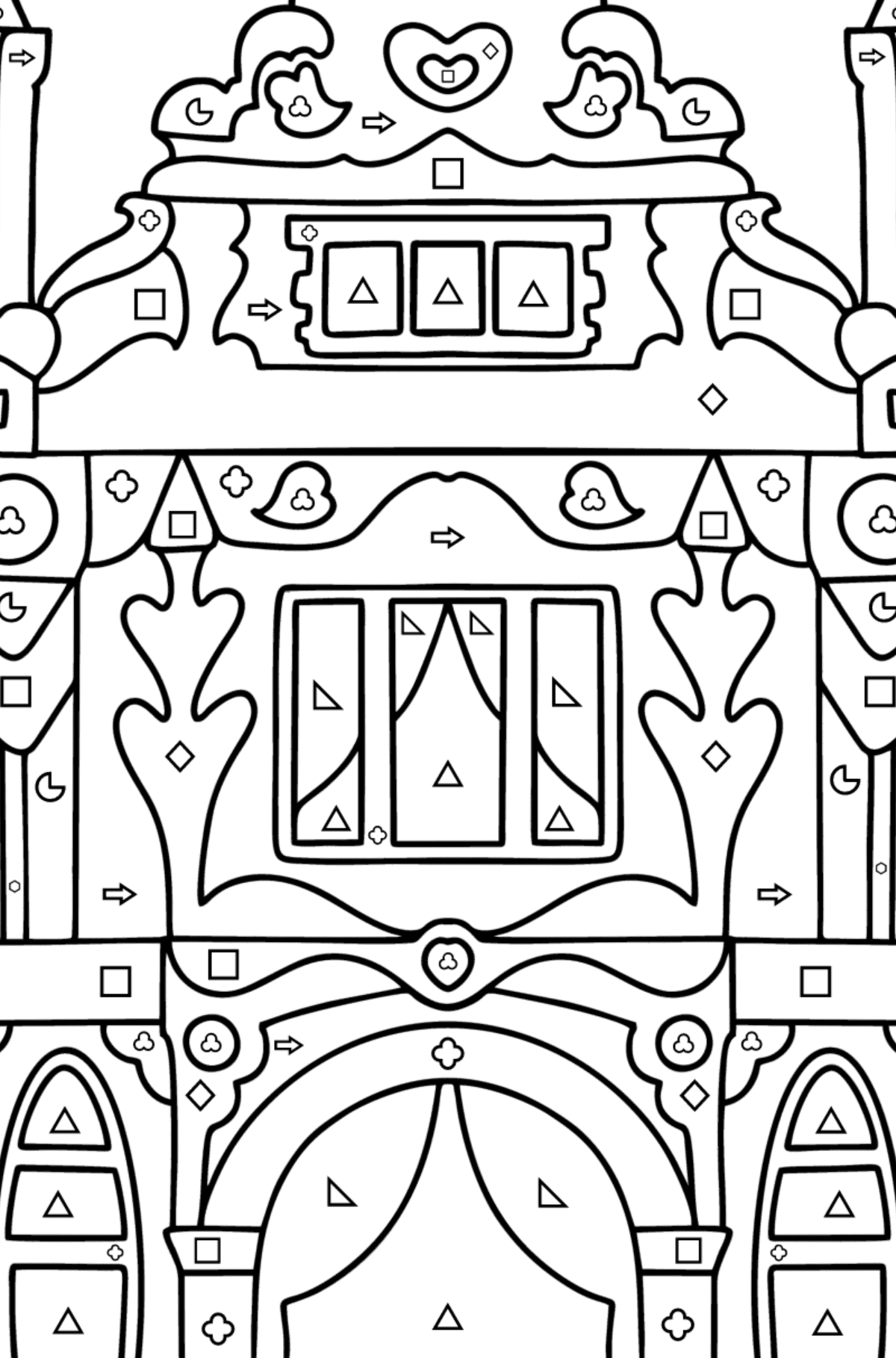 Two Storey House coloring page - Coloring by Geometric Shapes for Kids