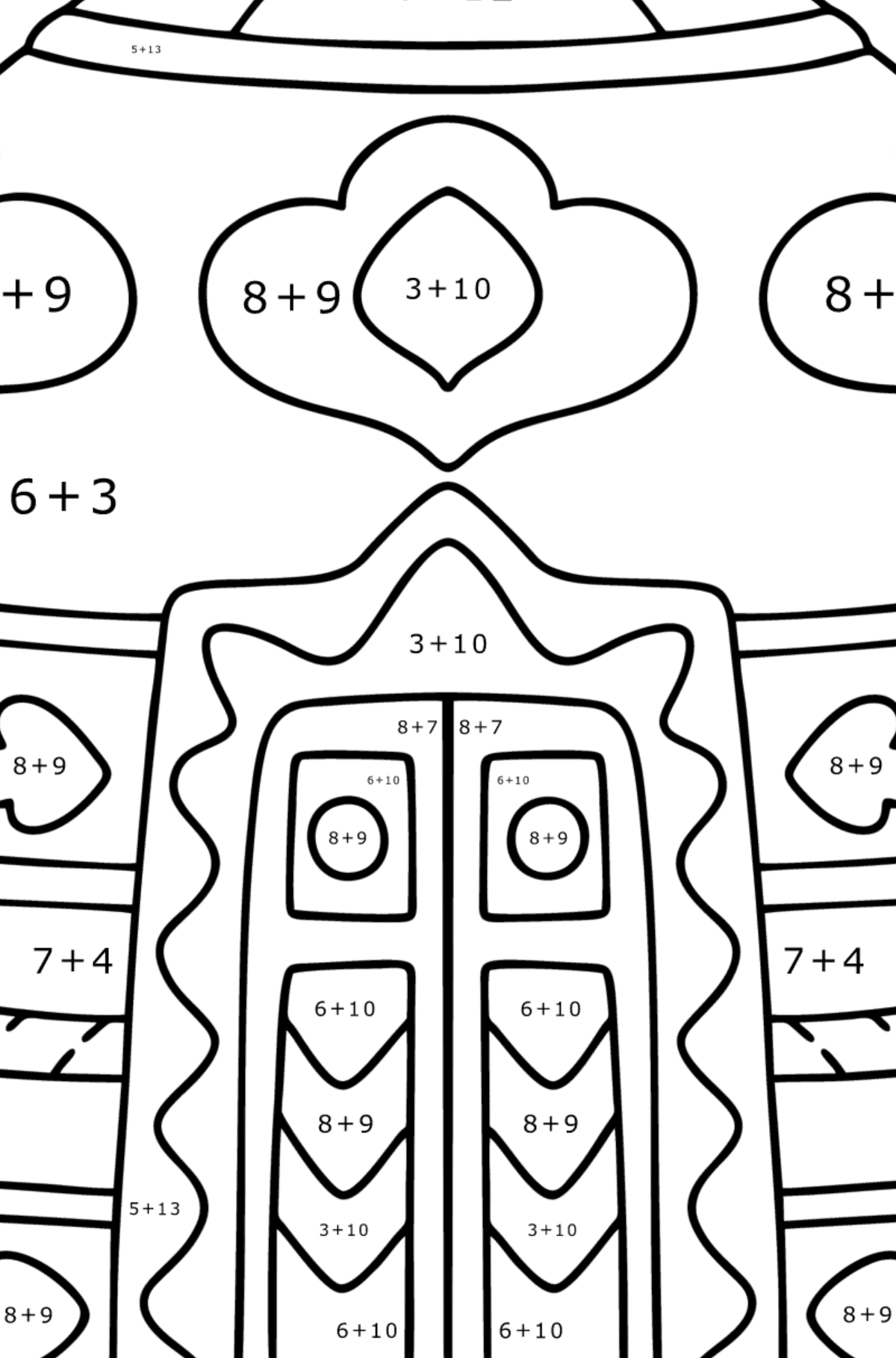 Yurt of nomad coloring page - Math Coloring - Addition for Kids