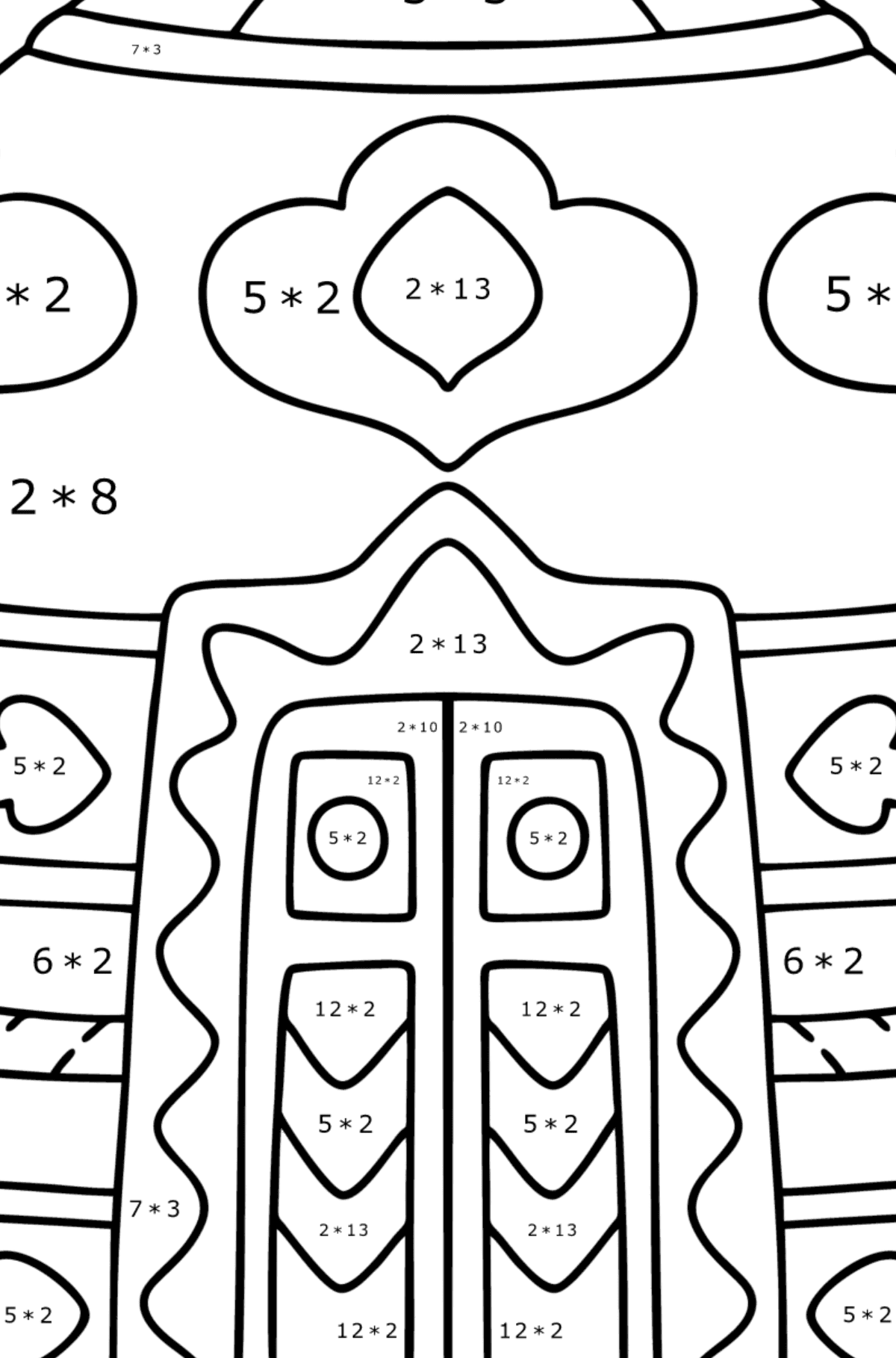 Dibujo de Yurta de nómada para colorear - Colorear con Matemáticas - Multiplicaciones para Niños