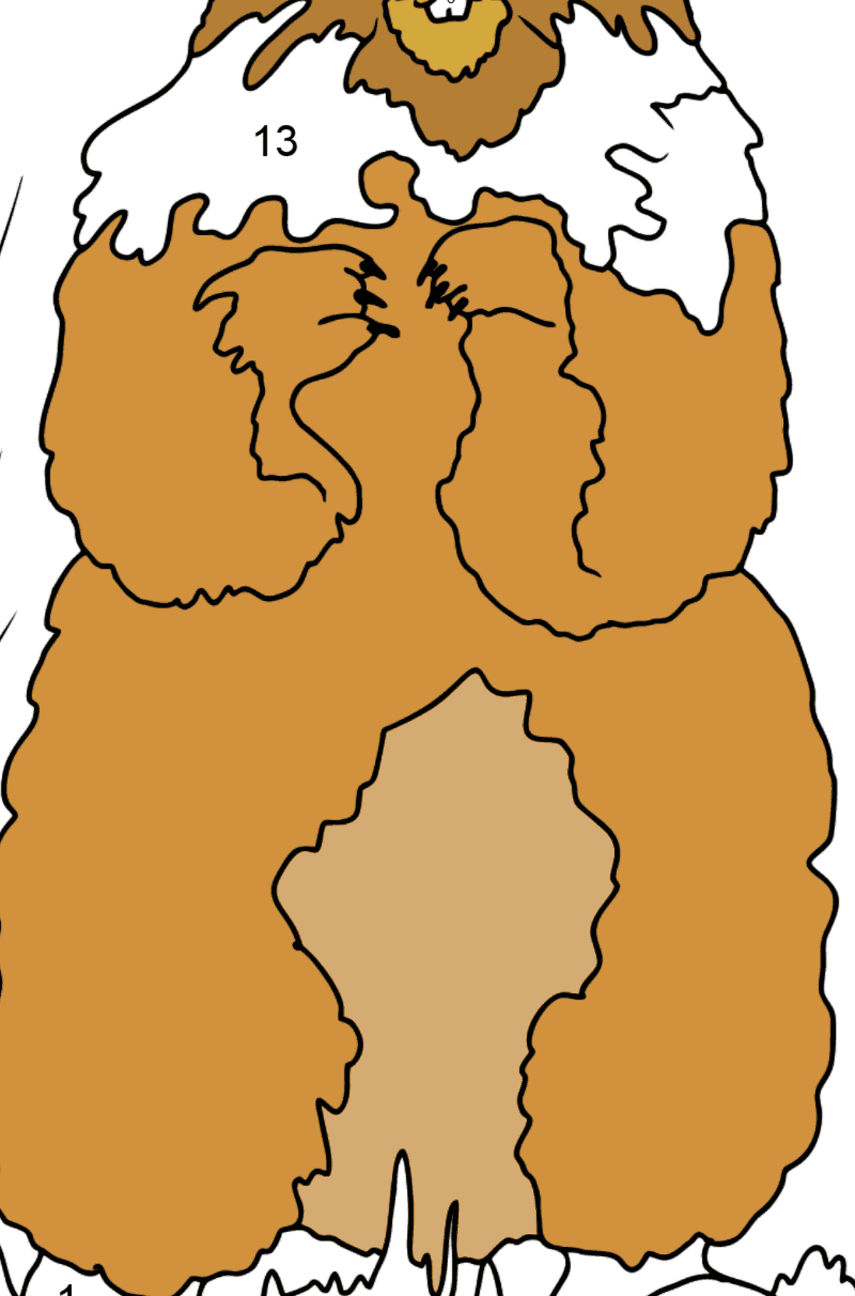 Dibujo para Colorear - Una Marmota Mirando a su Alrededor - Colorear por Números para Niños