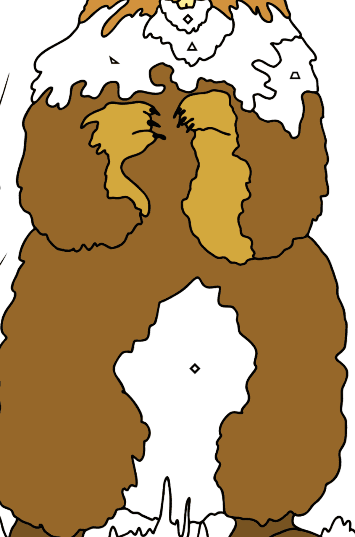 Dibujos para Colorear - Una Marmota está Mirando Afuera de su Madriguera - Colorear por Símbolos para Niños